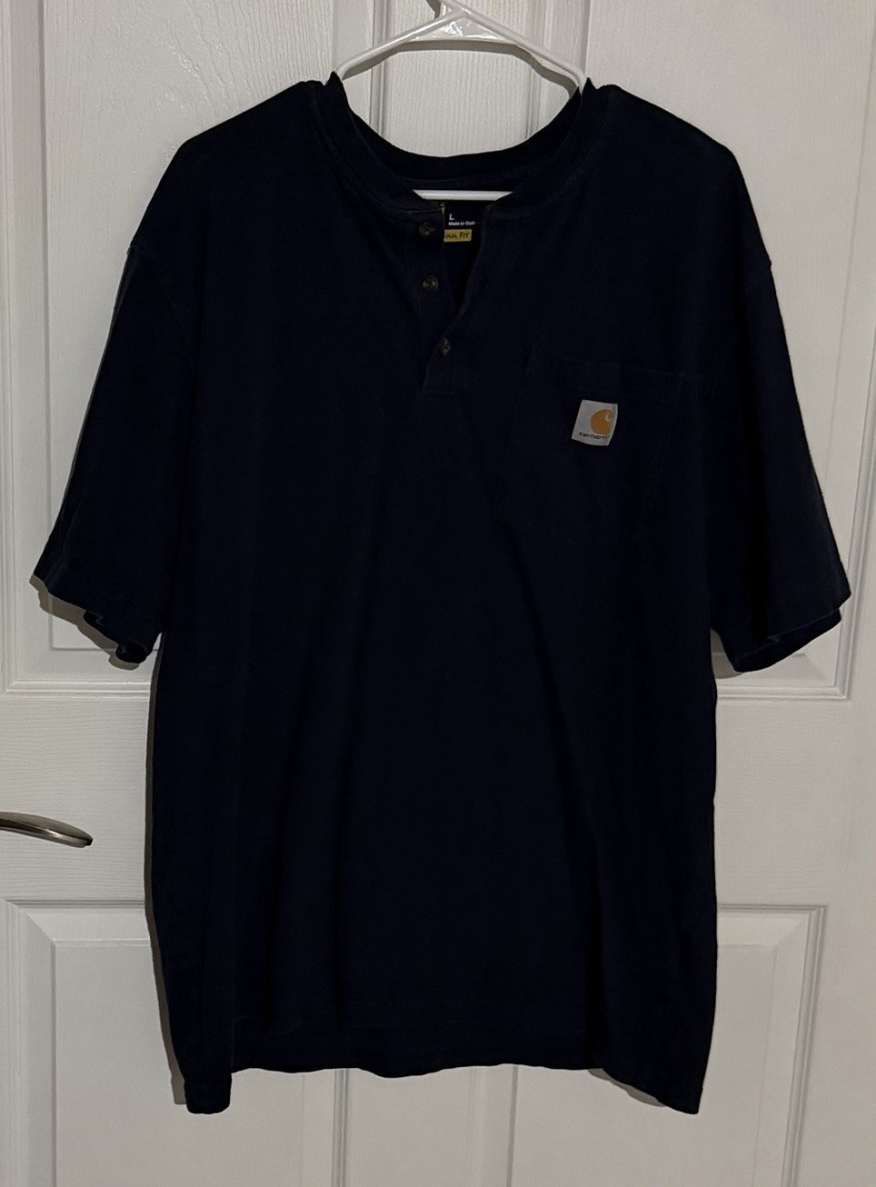 Carhartt K87 Original Fit Pocket T-Shirt Navy Men’s L Crew Neck Short Sleeve