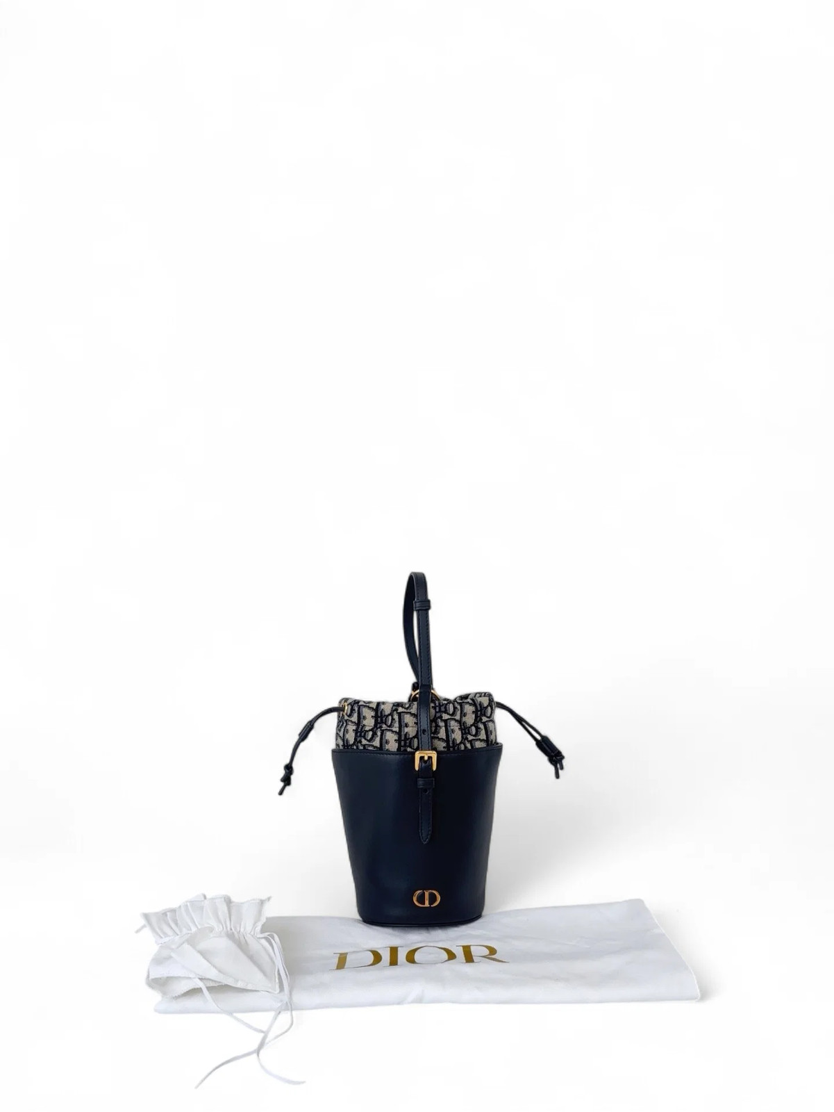Dior Bucket Black Beige Navy Oblique Calfskin (pa072426a0r)