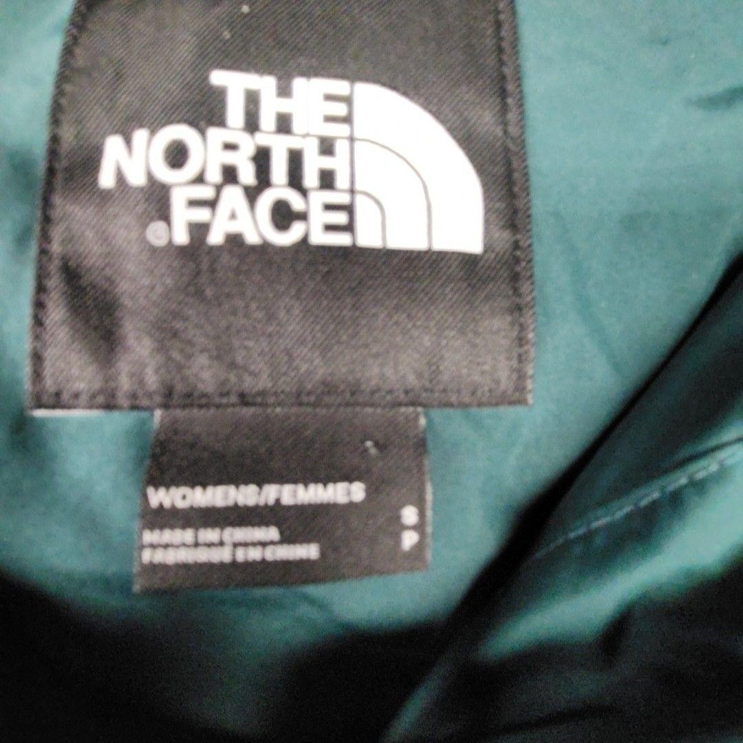 The North Face Puffer Jacket Womens Size S Green Hooded Faux Fur Trim Insulated