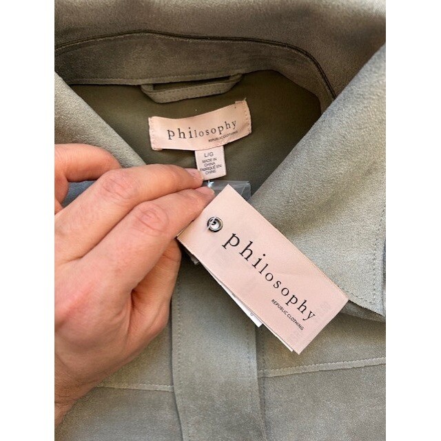 Philosophy Republic Clothing Faux Suede Utility Jacket Sage Green Womens Large