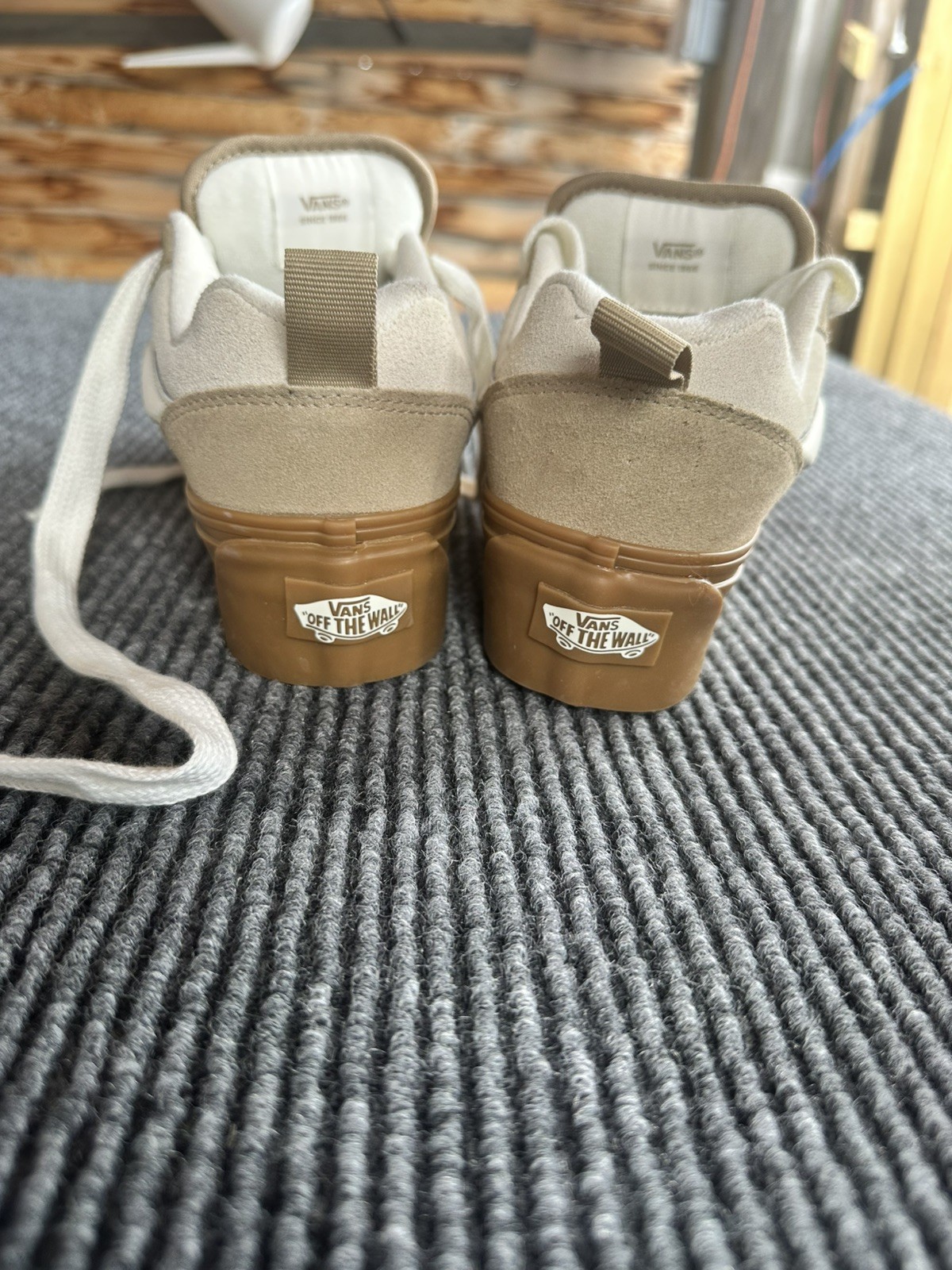 Vans Knu Stack Beige Gum Platform Skate Shoes Size 6