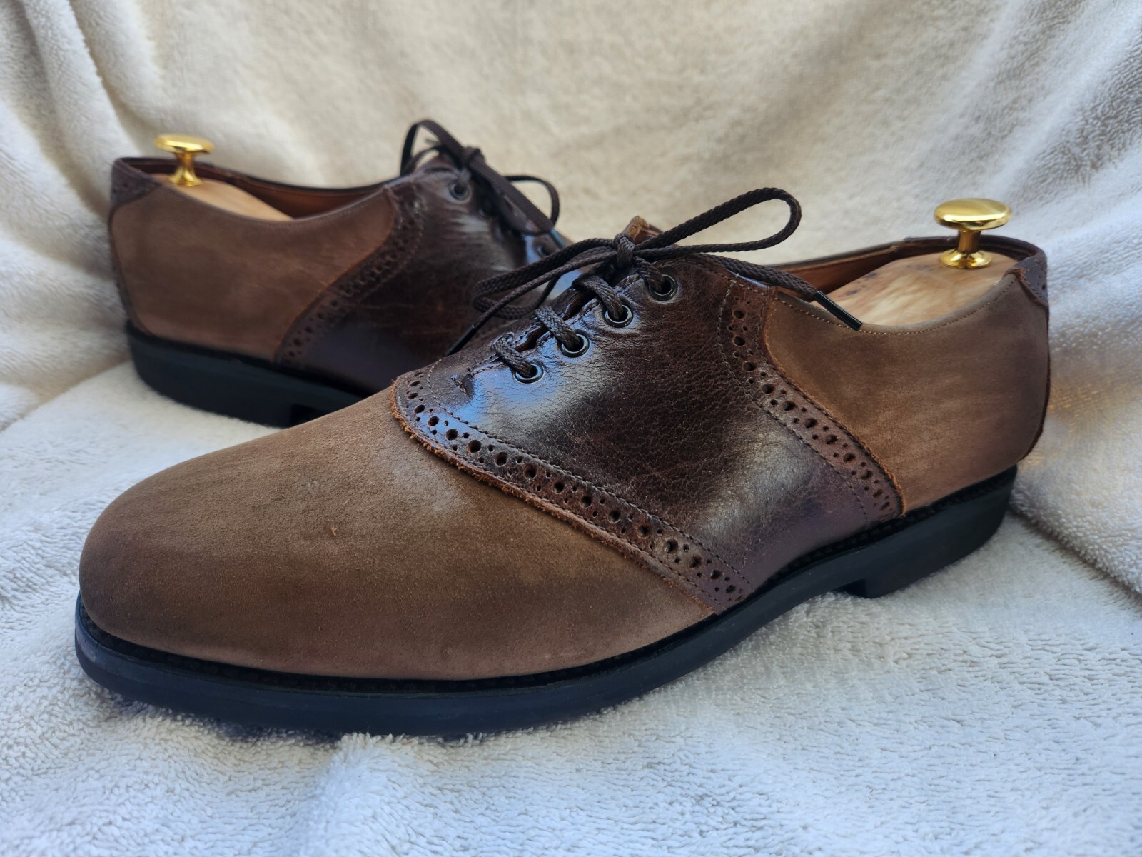 Allen Edmonds Two Tone Size 10 D Brown/Dark Brown Suede Dress Shoes 01350 Men