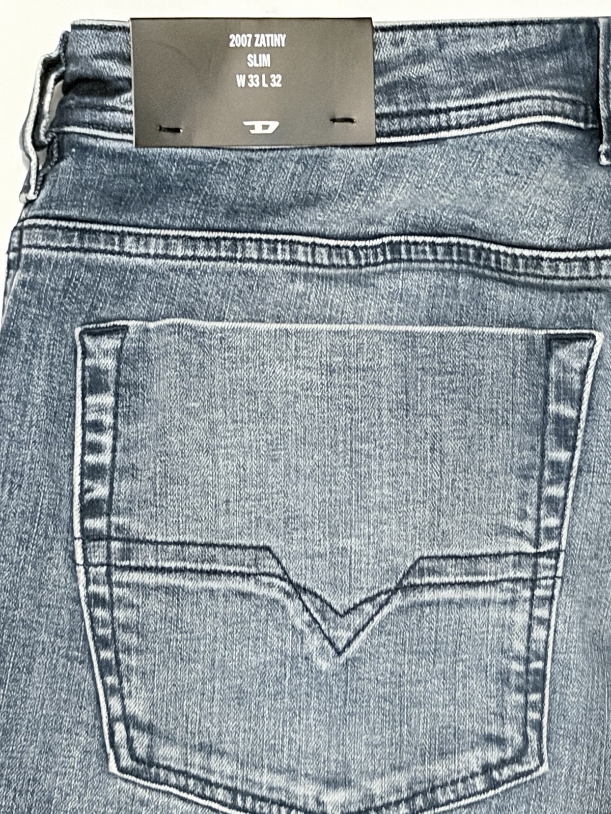 NWT Diesel Zatiny-X Slim Bootcut Jeans Men 33×32 Blue Wash Denim Pants MSRP $250