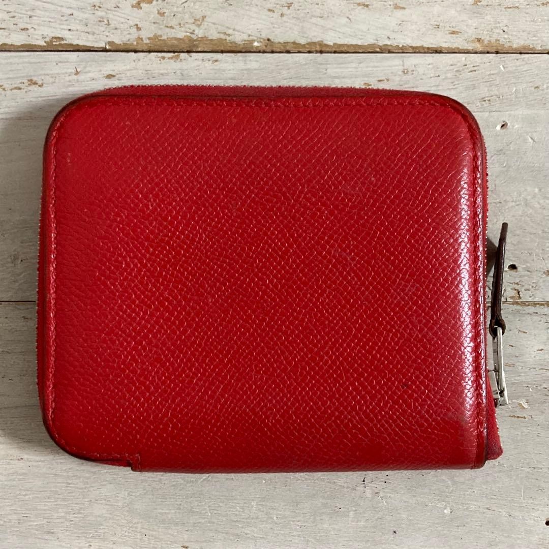 HERMES Compact Wallet Mini Wallet Red