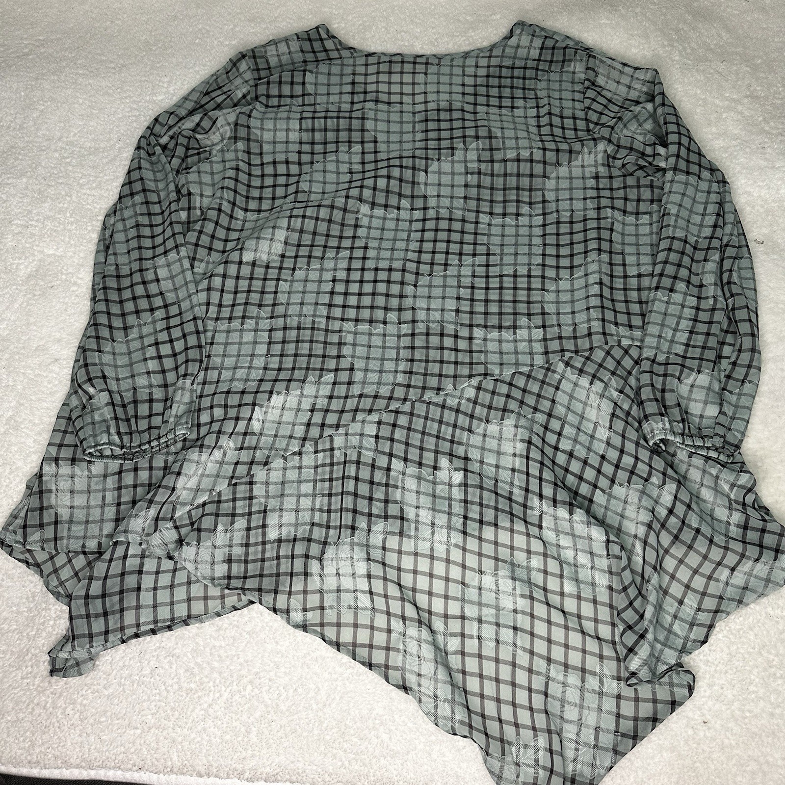 LOGO Layers by Lori Goldstein Long Sleeve Blouse Plaid Asymmetrical Top 2X