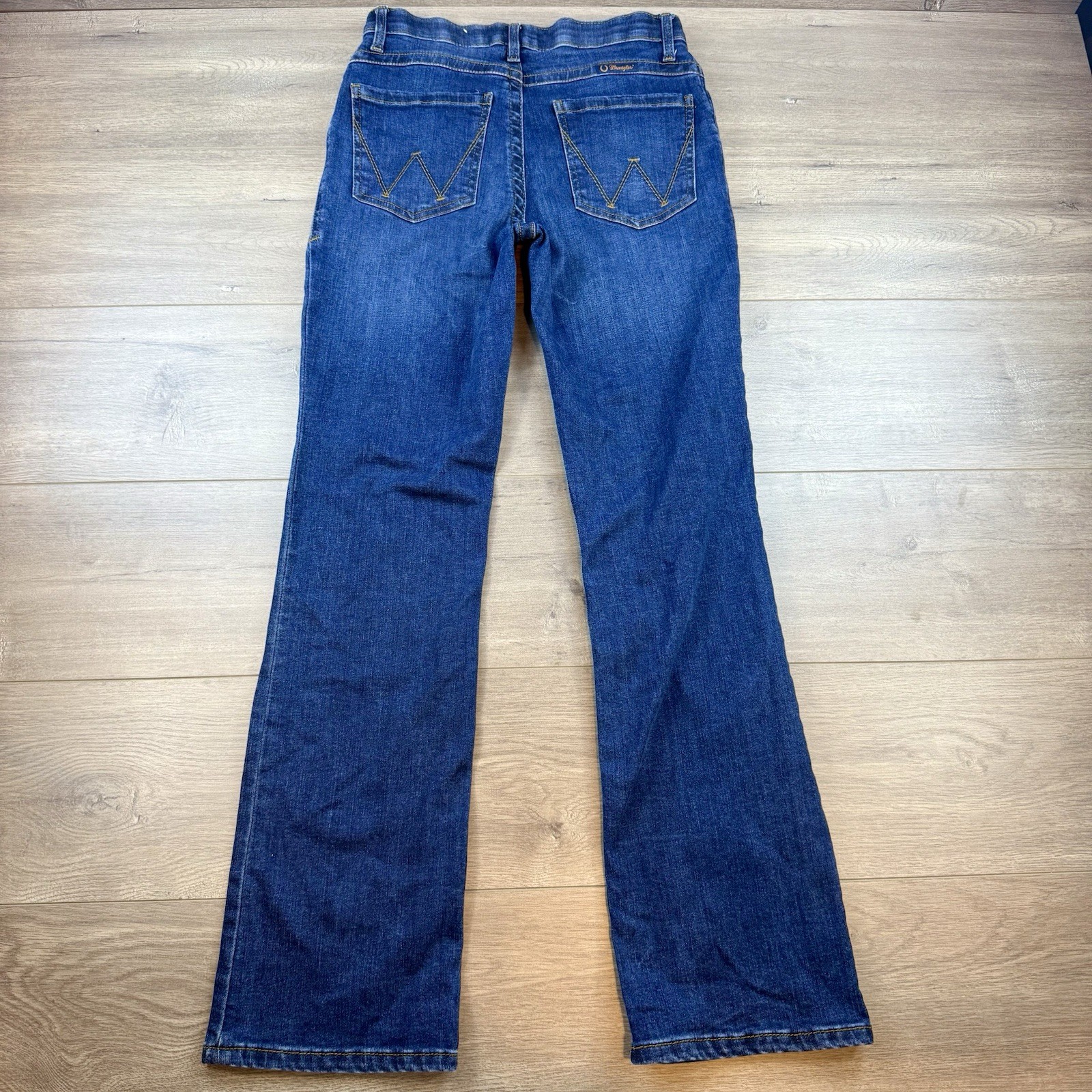 Wrangler Willow Ultimate Riding Jean 9 x 32 Blue Bootcut Stretch Denim Dark Wash