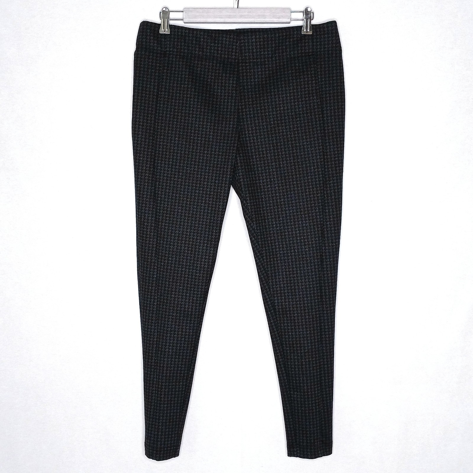 C&B Signature Slimming womens pull on ponte ankle pants L stretch houndstooth