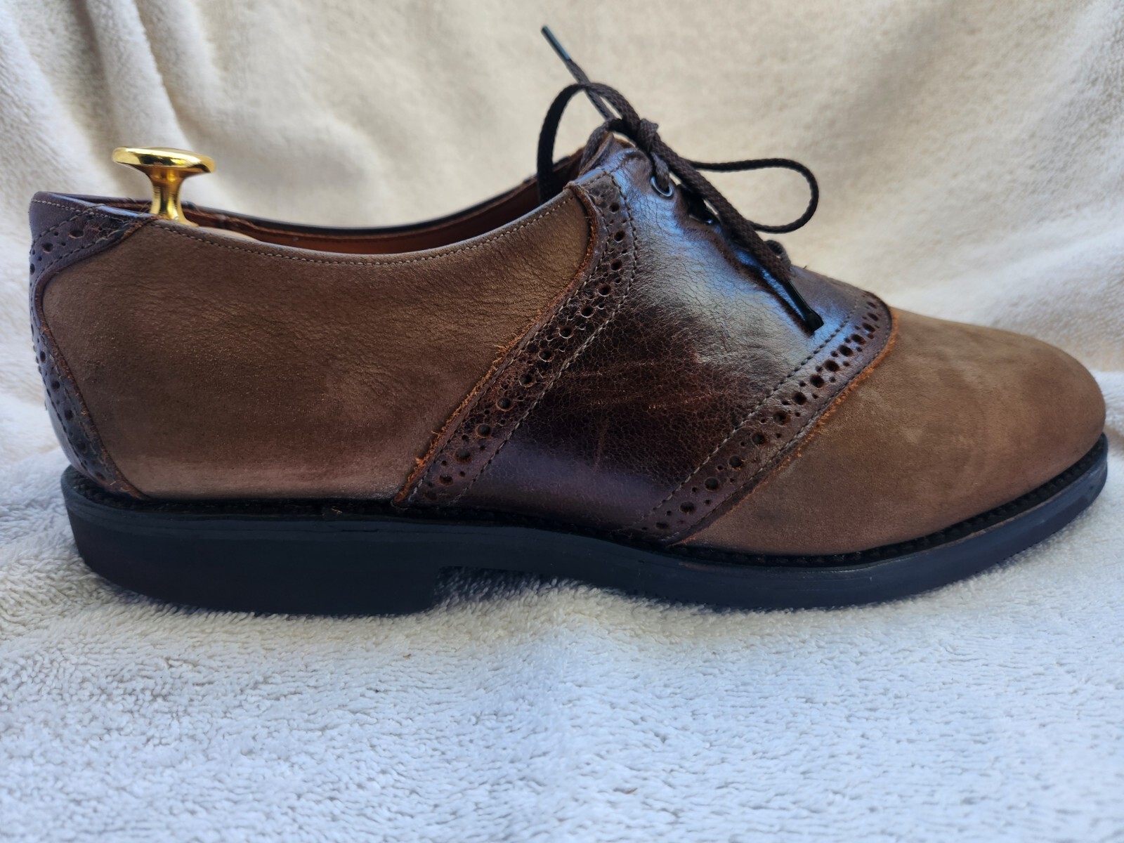 Allen Edmonds Two Tone Size 10 D Brown/Dark Brown Suede Dress Shoes 01350 Men