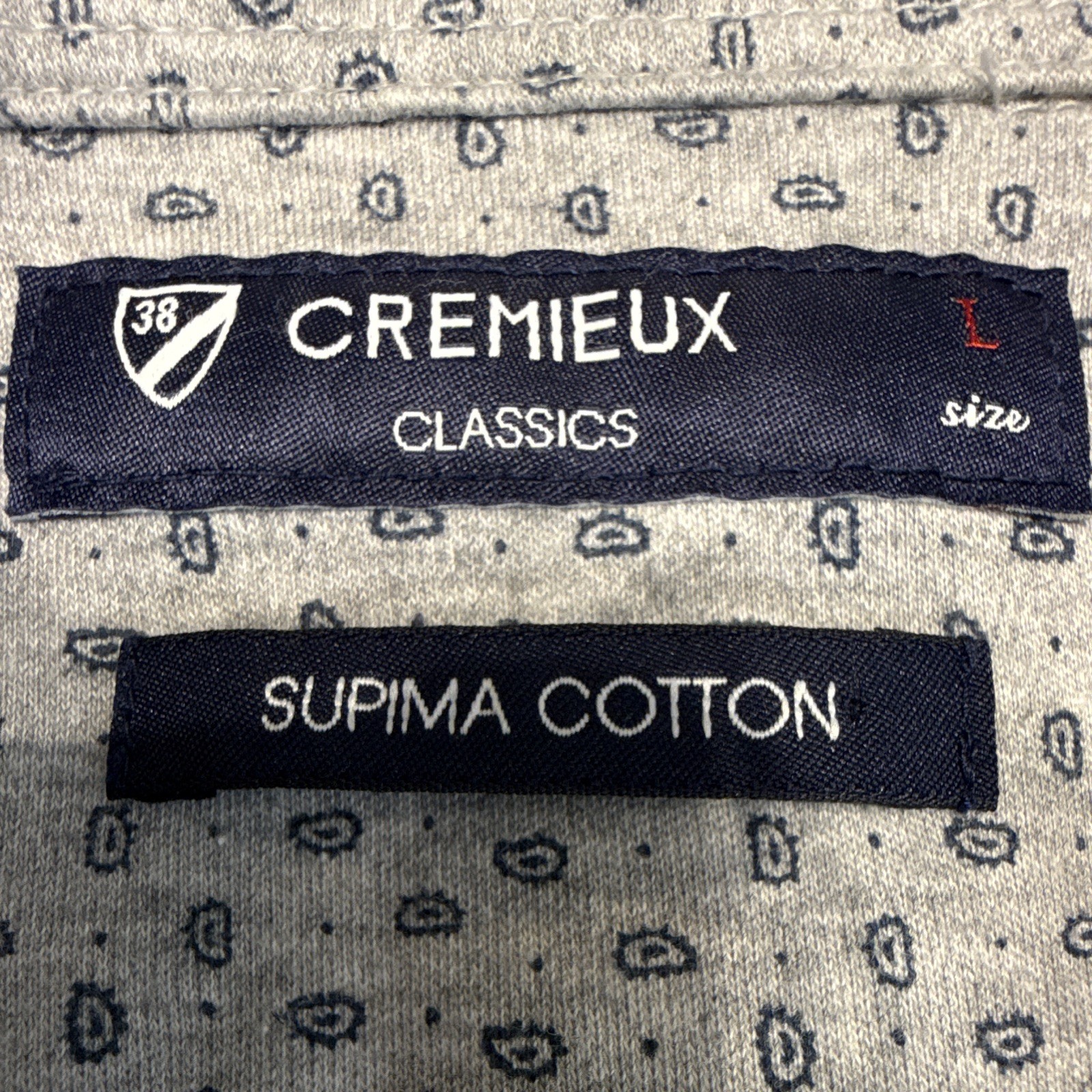 Cremieux Classics Men’s L Gray/Blue 100% Supima Cotton Button-Up Shirt