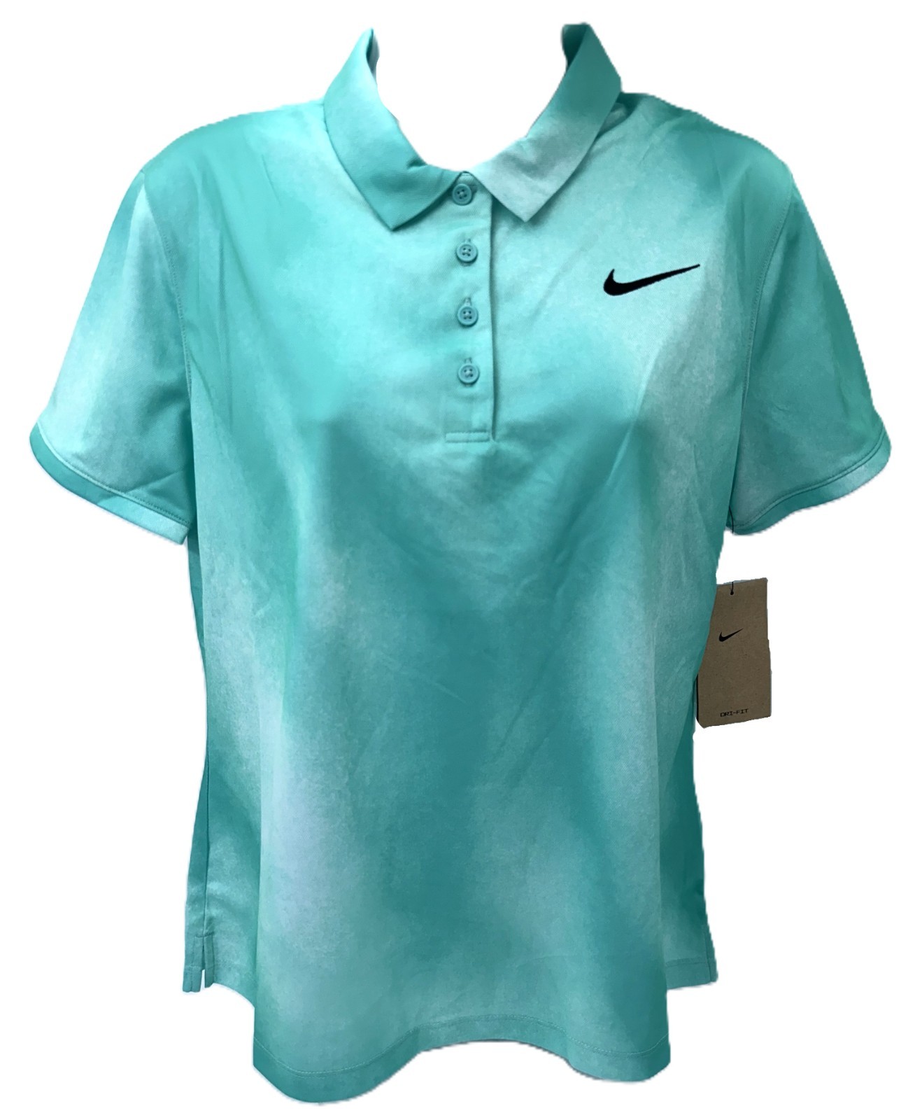 $65 Nike Women’s SS Golf Polo Shirt-FQ1798 Glacier Blue/Green Frost-Medium-New