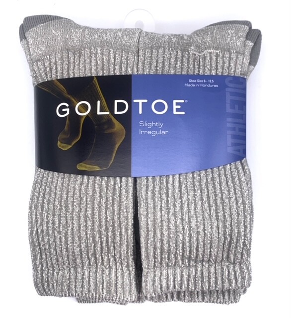GoldToe Men’s Heather Color Cotton Crew Athletic Sock, 6 Pair Shoe Size 6-12.5