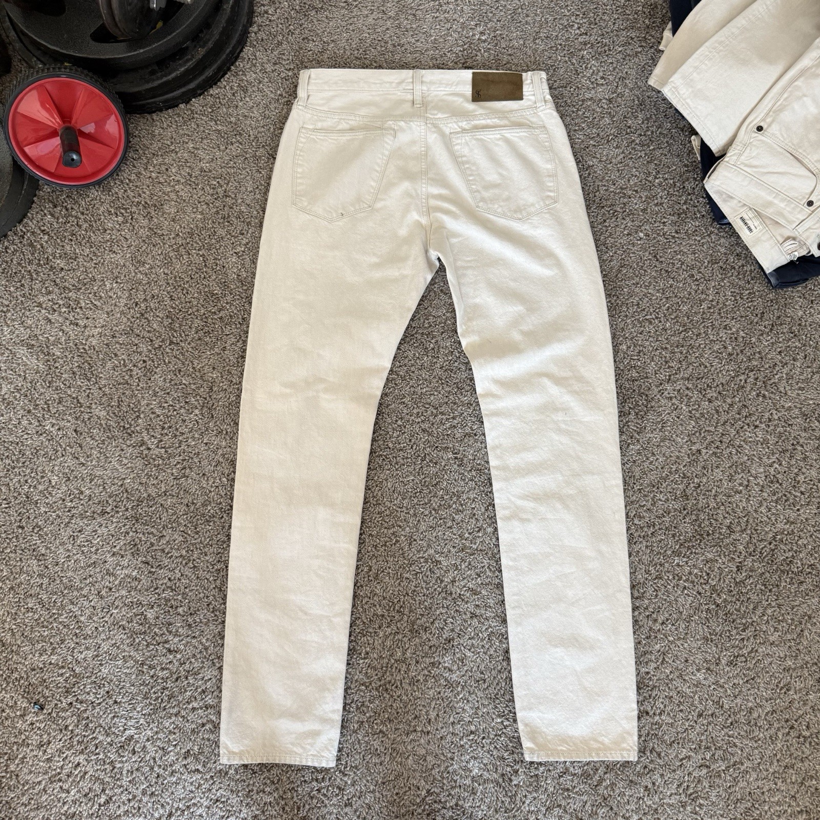 TODD SNYDER Selvedge Jeans Men’s SIZE 32X34 Slim Straight Fit Cream Casual