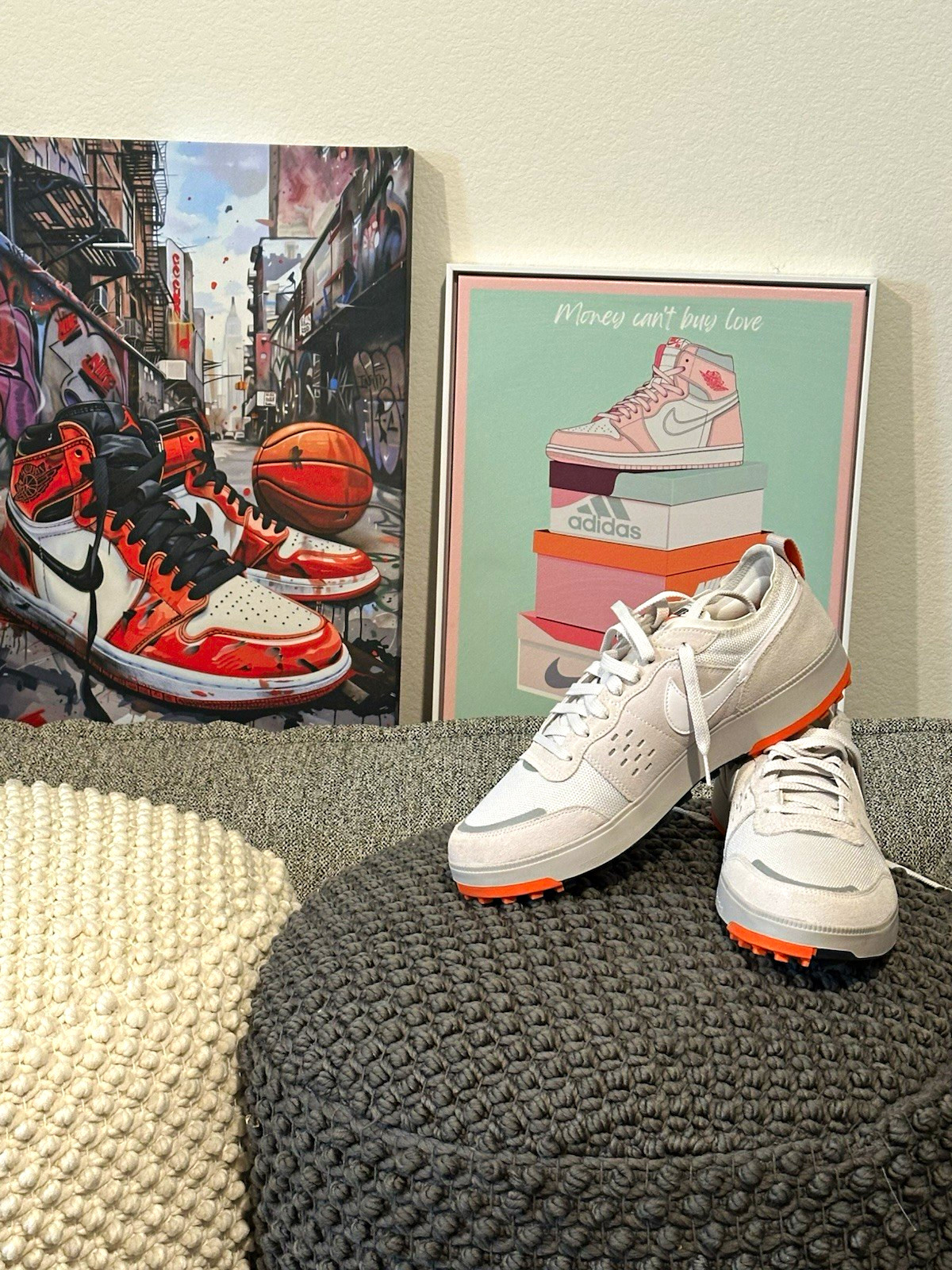 Nike City Men’s Low-Top Leather Lace-Up Colorblock Sneakers White/Gray/Orange