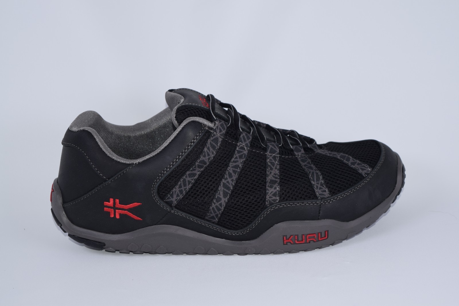 KURU Mens Chicane Black Red Supportive Leather Hiking Trail Shoes Size 12.5 M