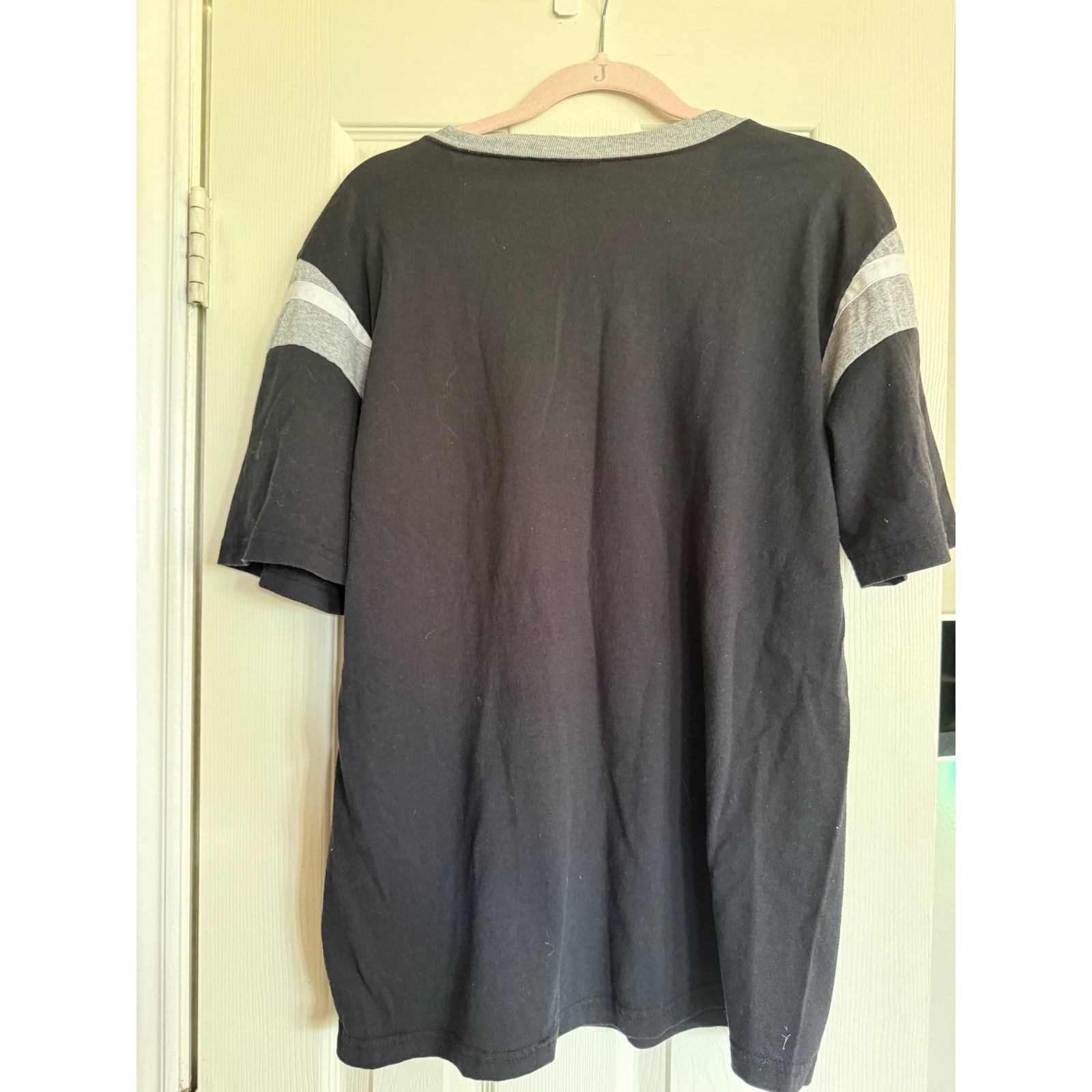 Augusta Sportswear Friday Shirt Graphic Jersey V-Neck Tee Black Grey Womens M