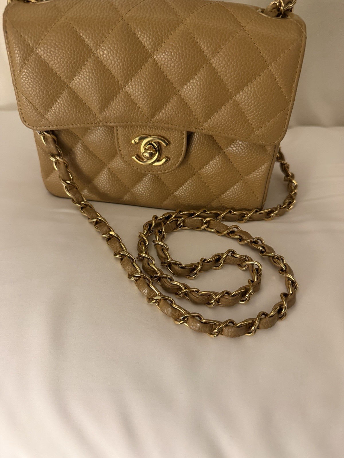 Chanel Beige Quilted Caviar Half Flap Mini – WGACA