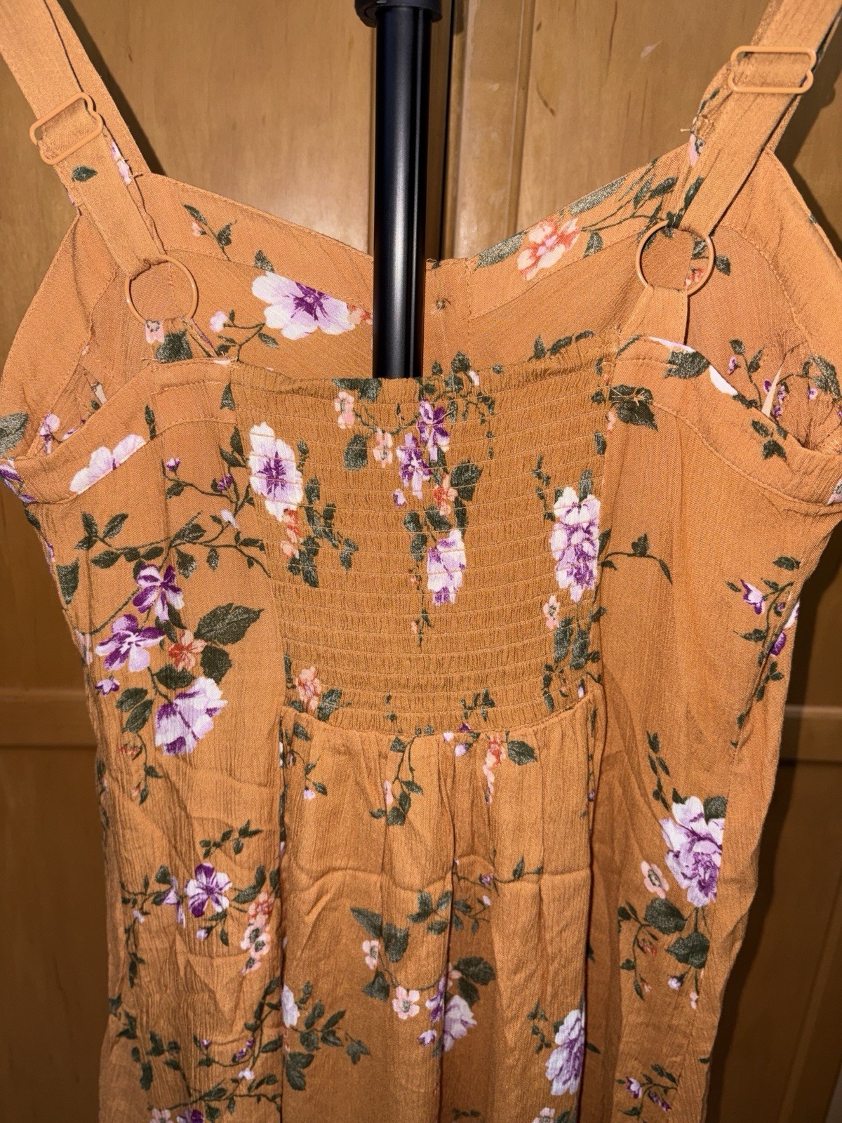 AE MIDI Dress Floral Sweetheart Neck Sleeveless Airy Smocked Boho Size M