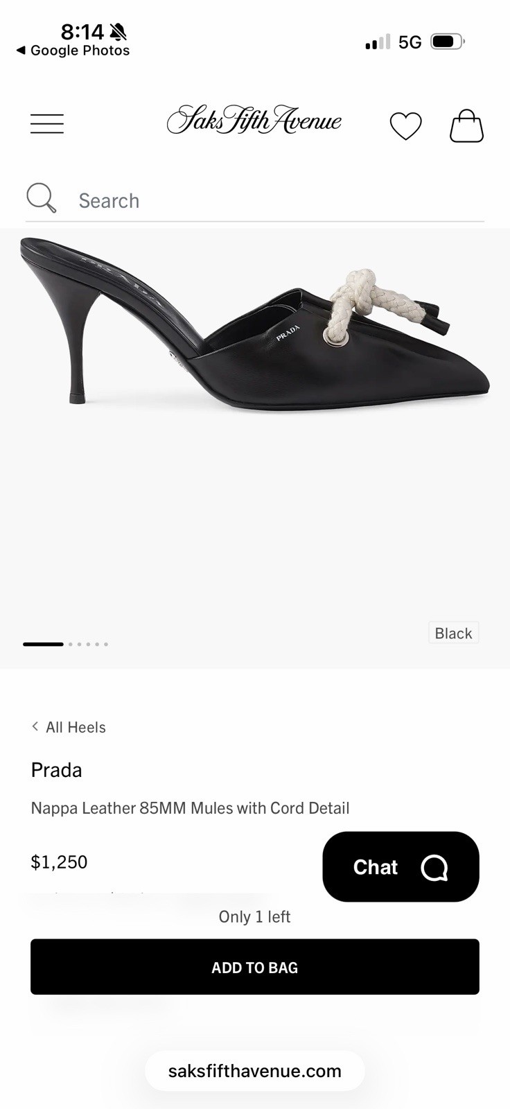 PRADA Nappa Leather Cord-Detail Heeled Mules Black Retail-1250 NEW WITH BOX
