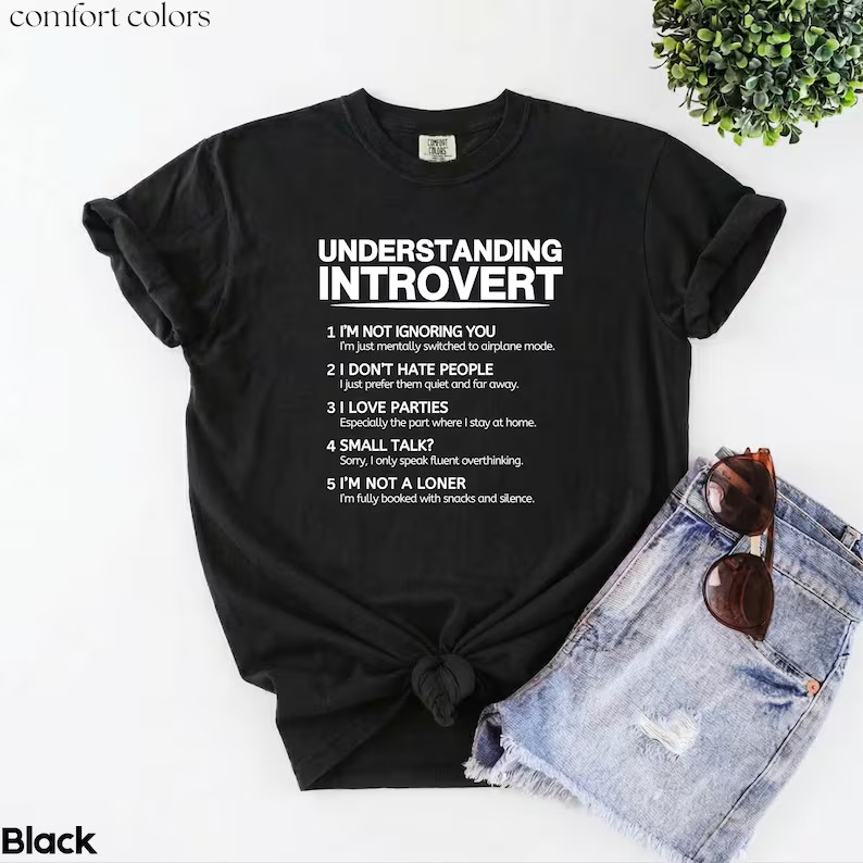 Comfort Tee Understanding Introvert Funny Humor Social Anxiety Gift