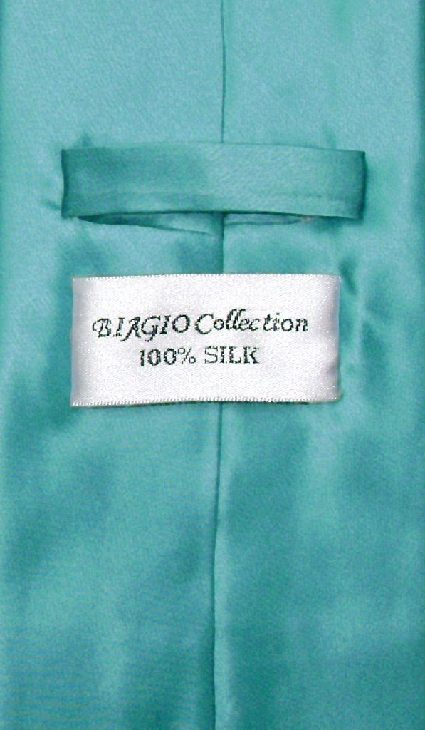 Biagio 100% SILK Solid TURQUOISE Aqua Blue NeckTie Handkerchief Set Neck Tie