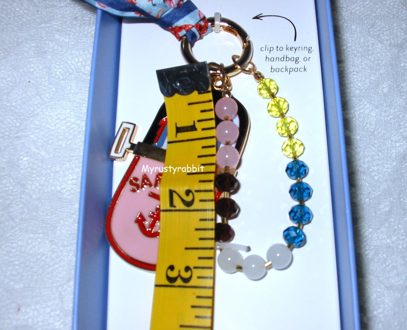 Sardines Beaded Gold Bag Charm or Clip to Keyring ~ Blue Moon Studio NEW