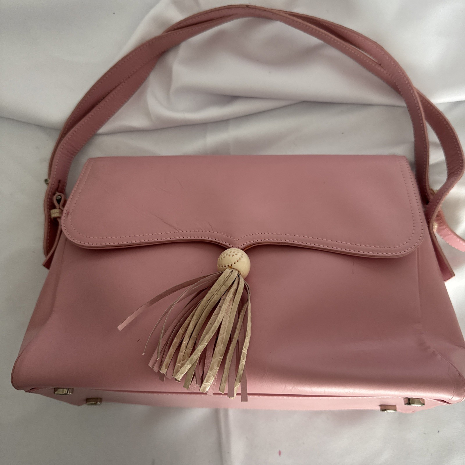 Vintage Escada Handbag HTF Triple PINK Snakeskin Handle