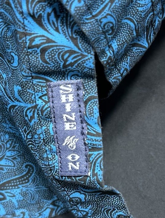 Moon Shine Spirit Satanta Paisley Western Snap Shirt Teal Blue/Black Size Large