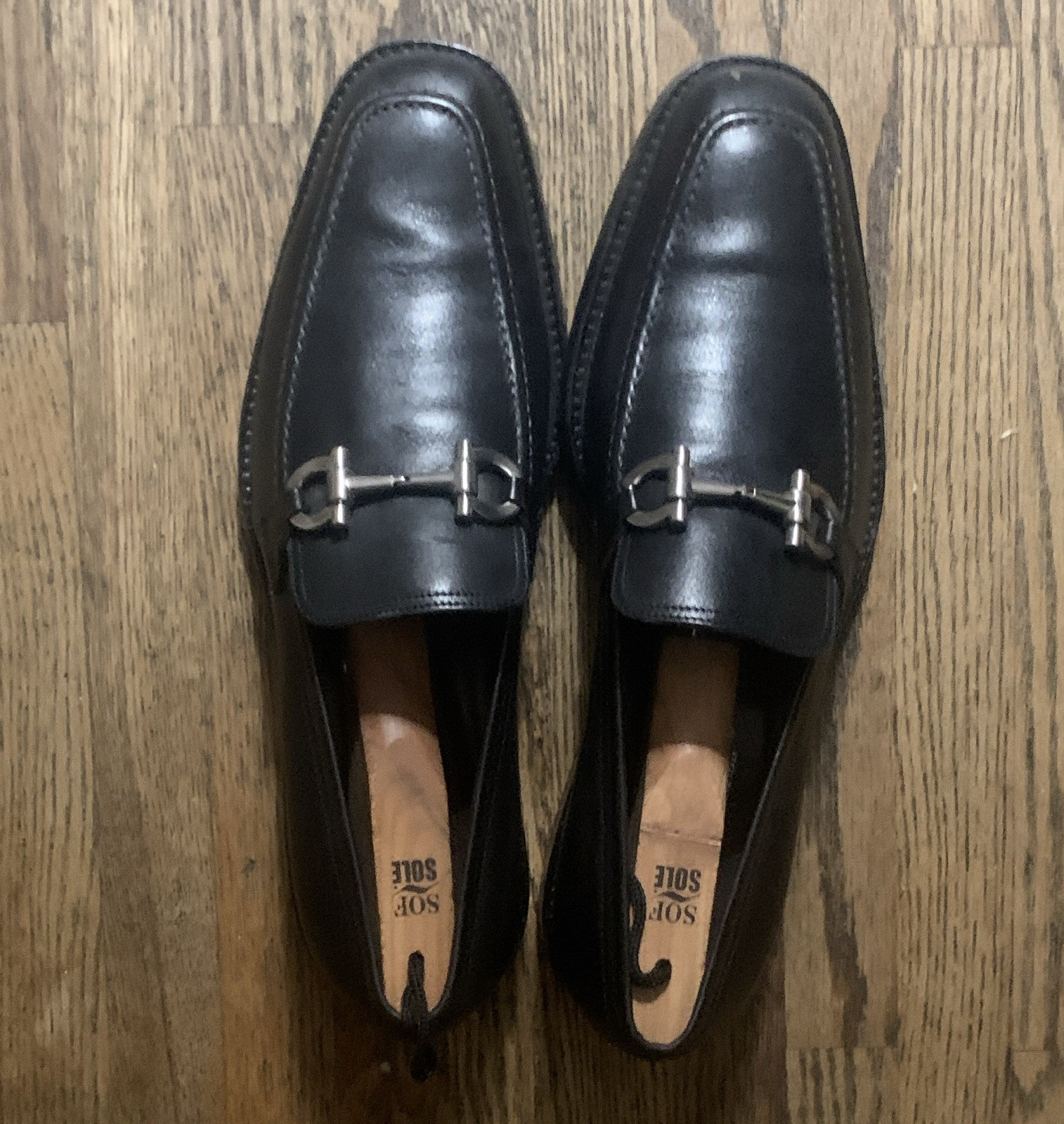 Salvatore Ferragamo Men’s Black Leather Slip-On Loafers US 8.5 D Logo