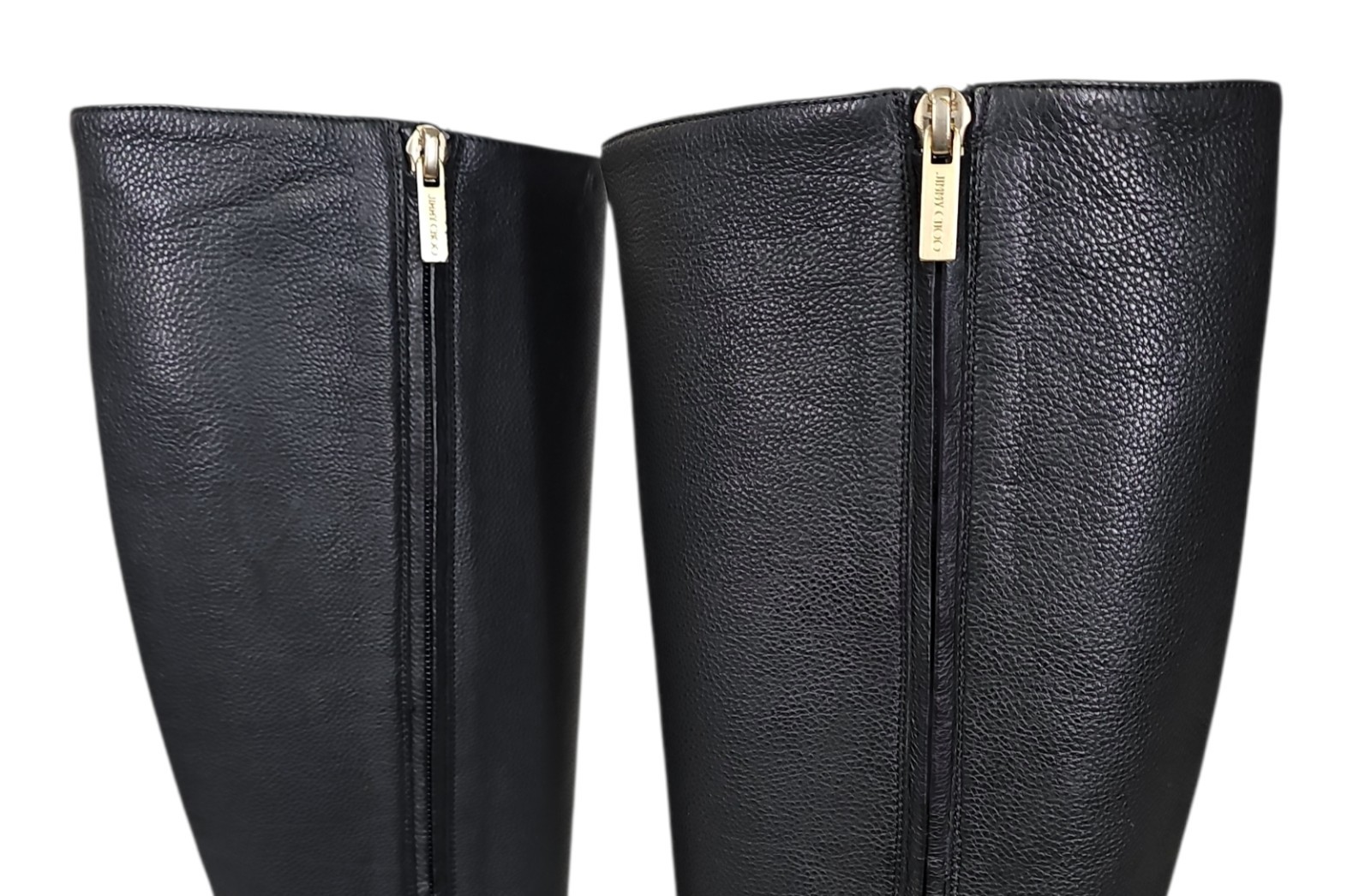 JIMMY CHOO Hoxton 100 Black Textured Leather Tall Boots 39 / 9 US