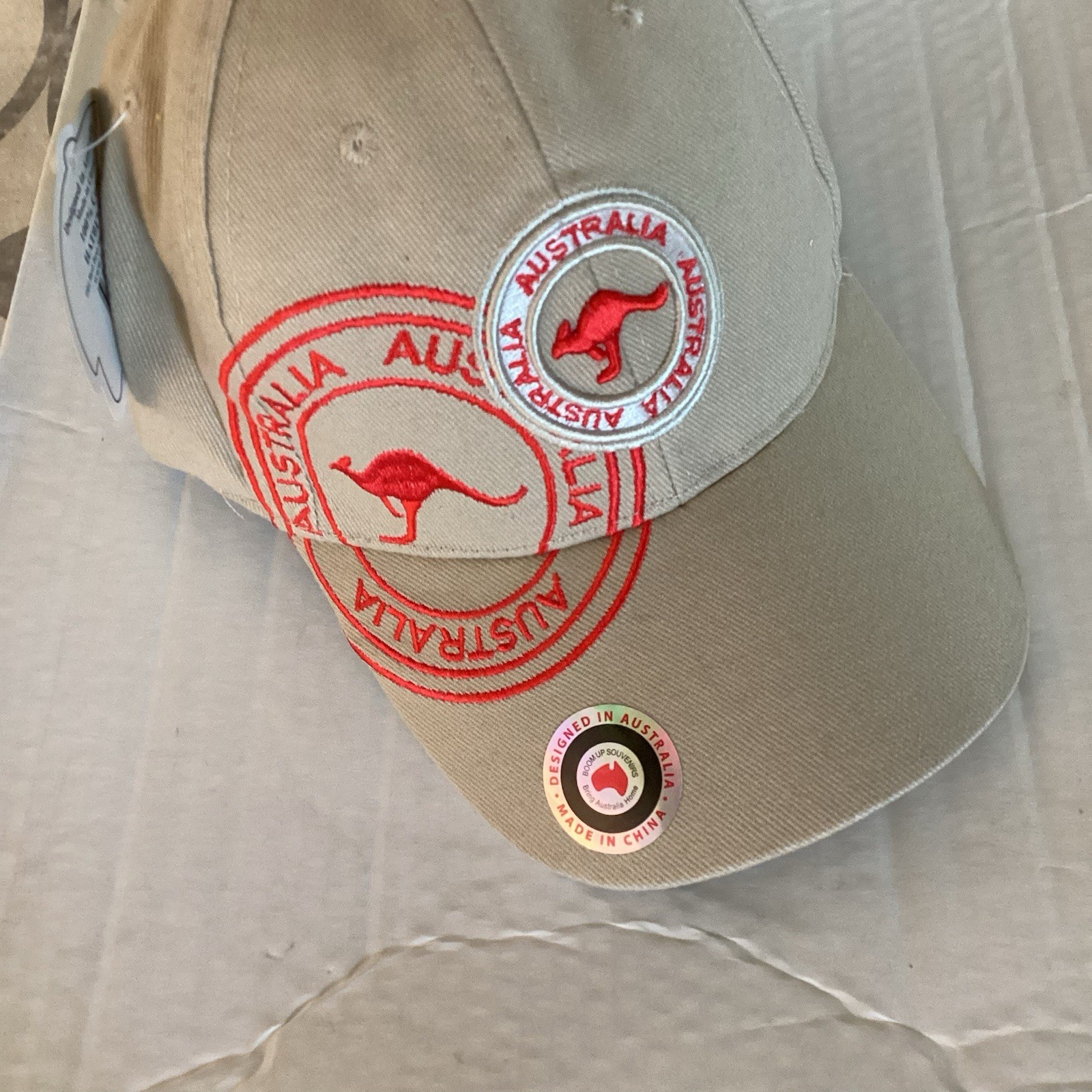 Australia Hopping Kangaroo Beige Baseball Cap Adjustable New With Tag