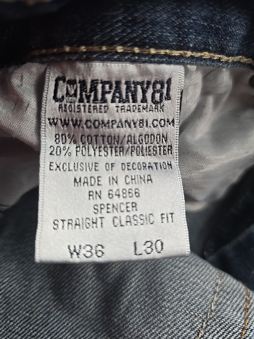 Company 81 Men’s Spencer Straight Leg Classic Fit Jeans Size 36×30 With Belt