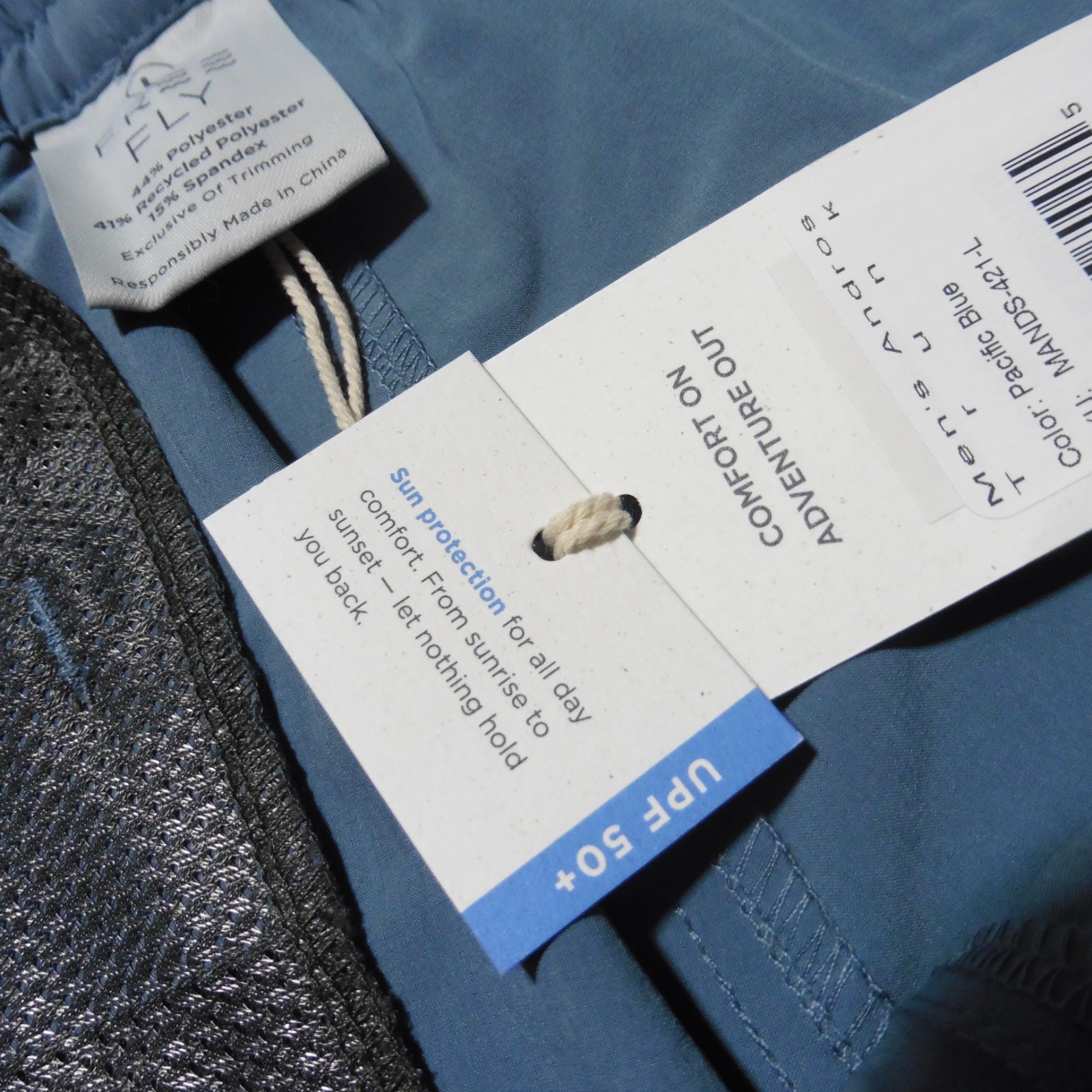 FREE FLY Mens L LARGE ANDROS SHORTS PACIFIC BLUE STRETCH TRUNK FISHING SWIM 7″