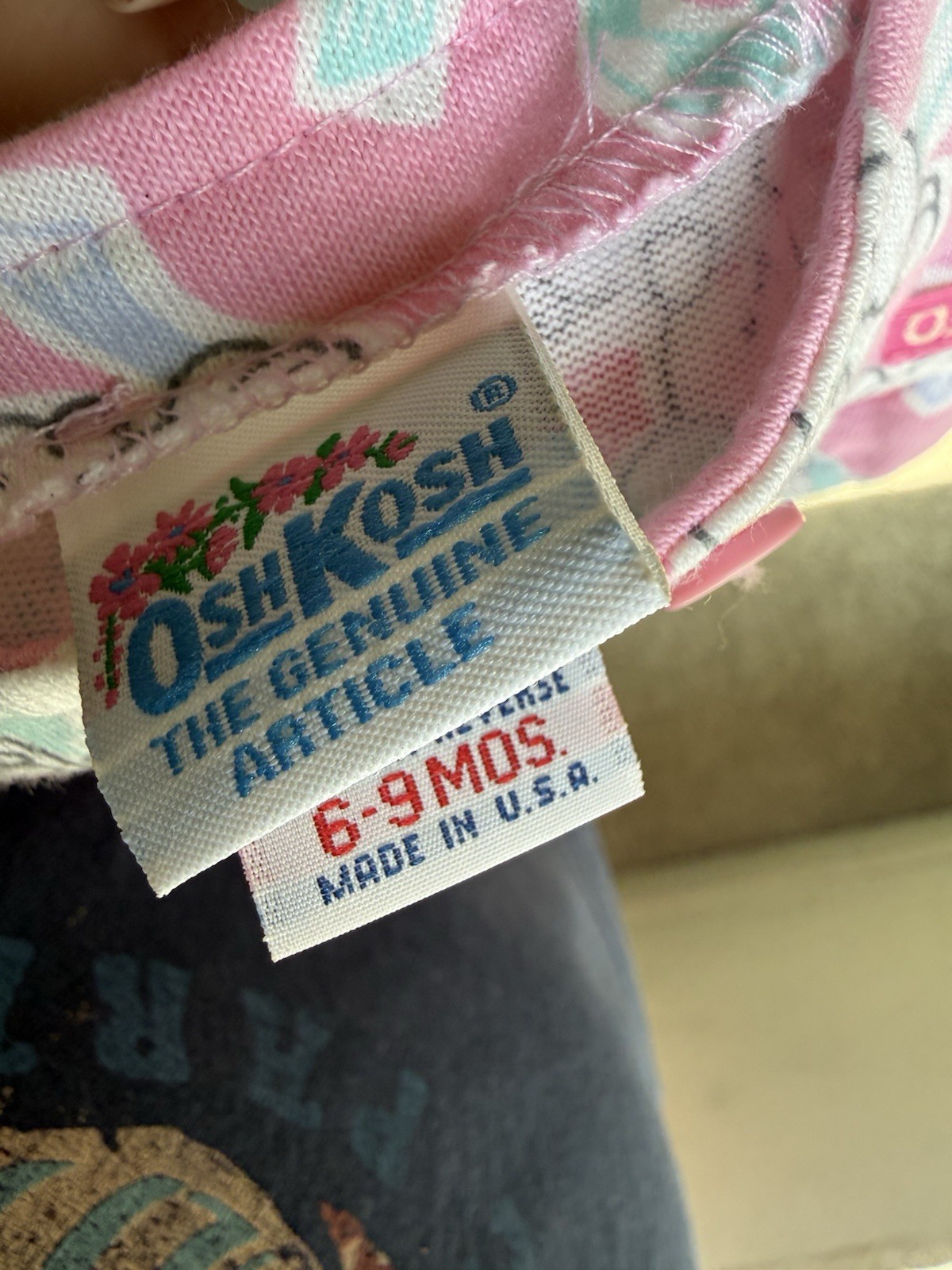 OshKosh B’gosh Vintage Pink Bunny Graphic Footless Cotton Sleeper 6-9M