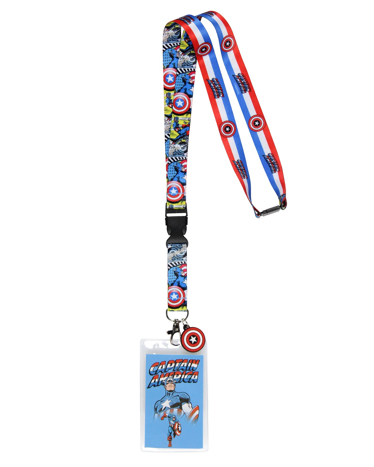 Marvel Captain America Lanyard Badge Holder with 1″ Rubber Shield Pendant
