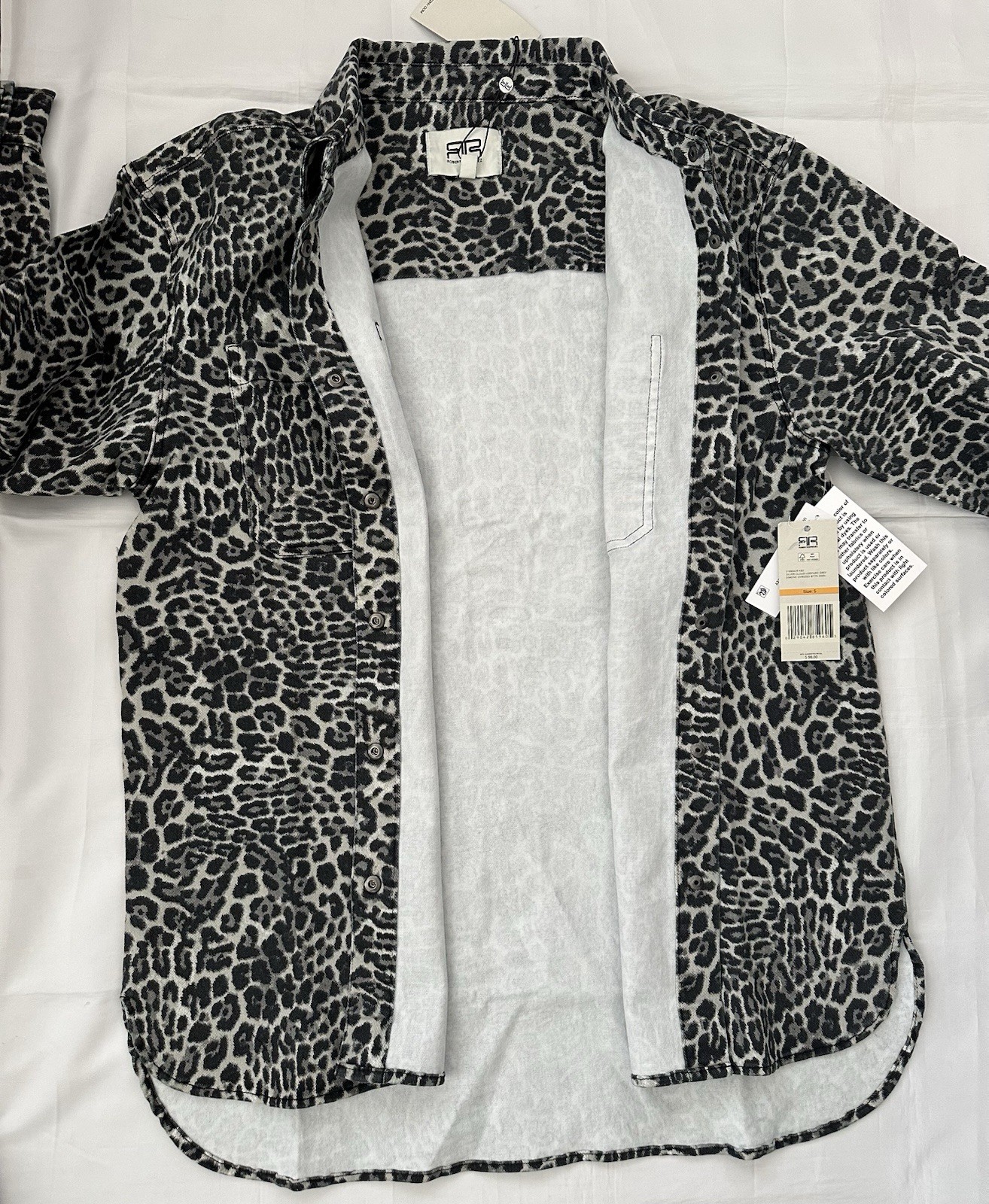 ROBERT RODRIGUEZ ‘SIMONE‘ OVERSIZED BUTTON DOWN SHIRT, LEOPARD, SIZE S, NWT