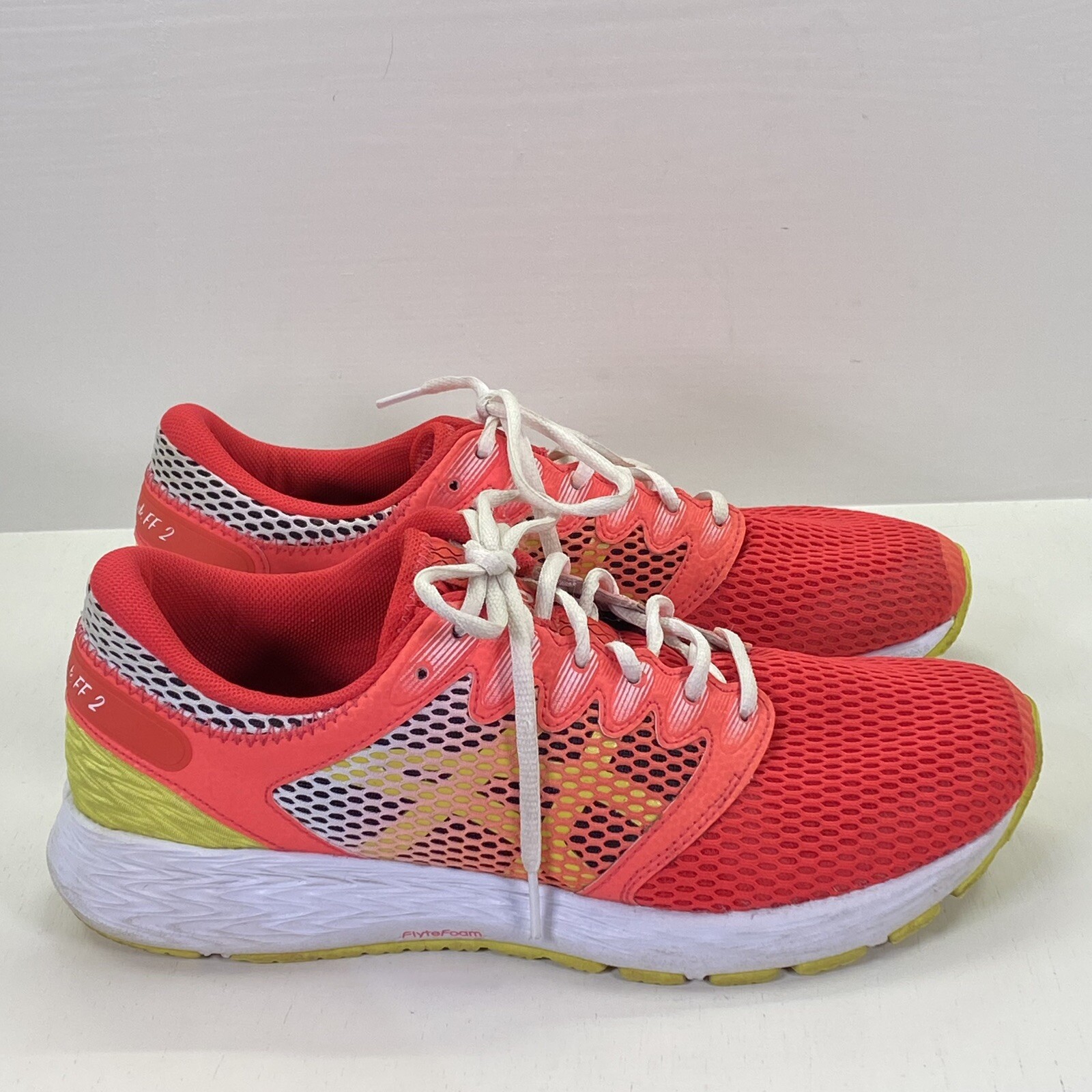 Asics Running Shoes Women’s 10 RoadHawk FF 2 Neon Orange Yellow Mesh Sneakers