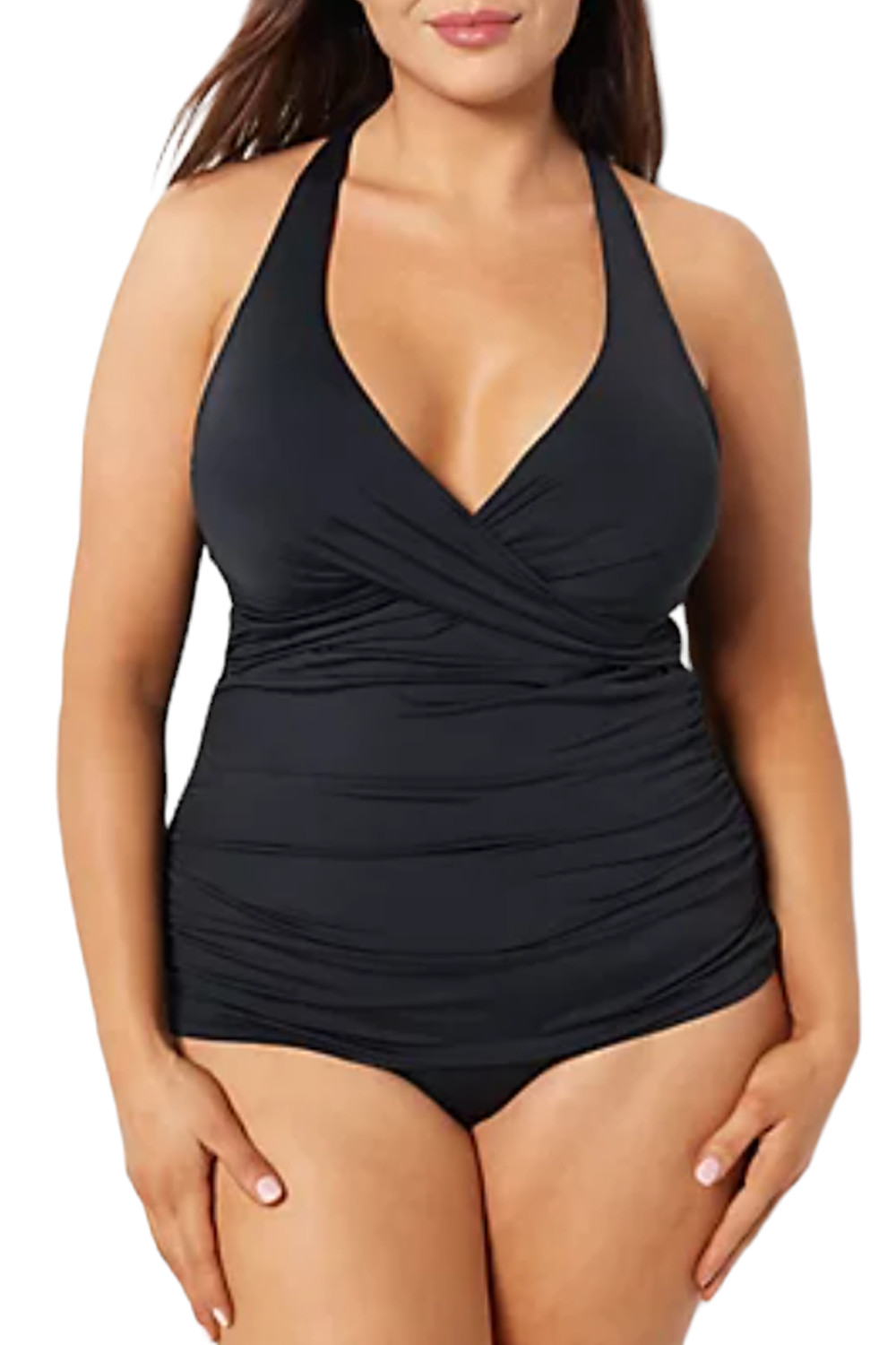 Jantzen Adjustable Strap V-Neck Tankini Comfort Brief Black