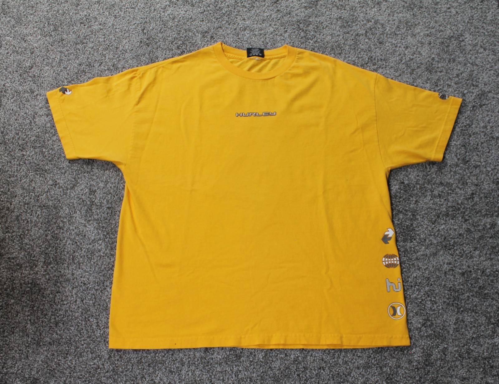 Vintage Hurley Made in USA Yellow Graphic Tee Size XXL