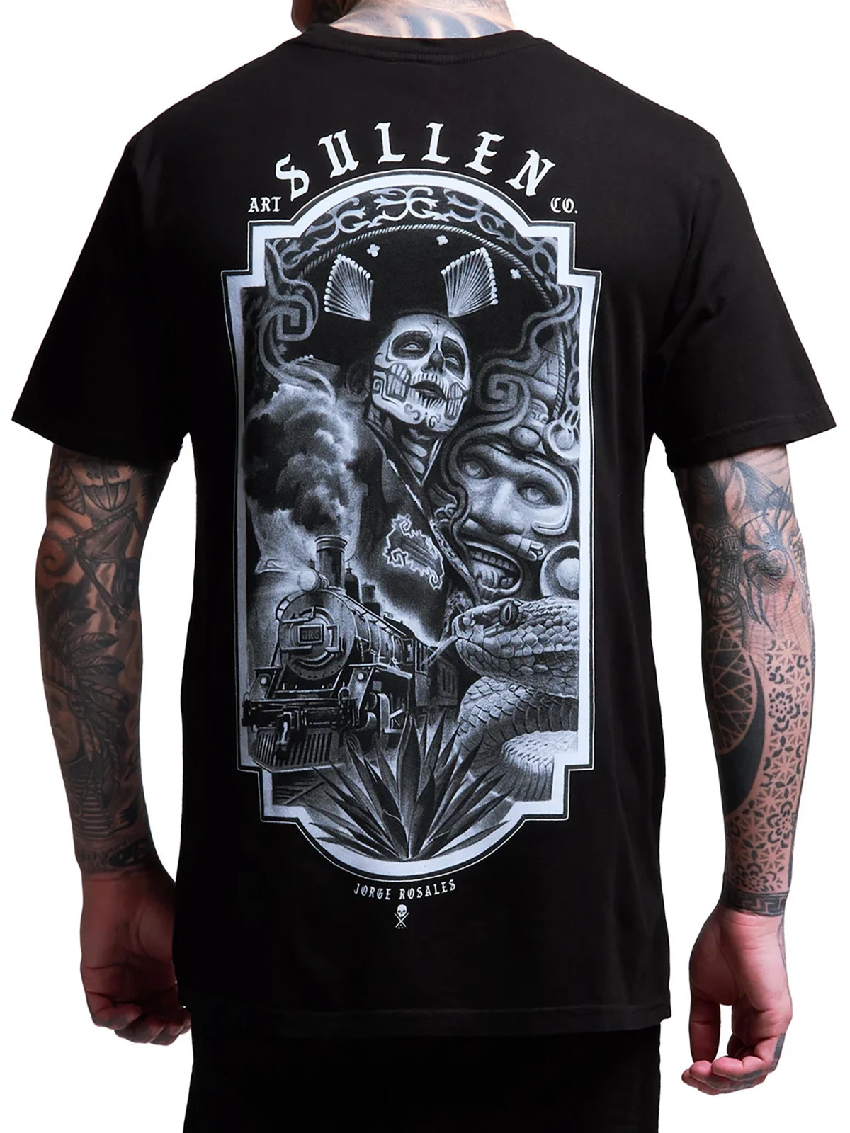 Sullen Men’s Rosales Short Sleeve Premium T-shirt Tattoo Day of Dead Train Tee