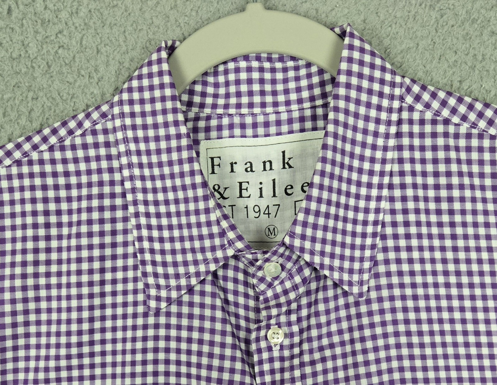 Frank & Eileen “Paul” Shirt Long Sleeve Cotton Casual Purple Gingham Mens Medium