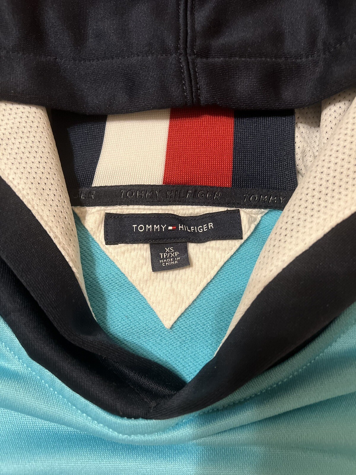Tommy Hilfiger Men’s Size XS 85 Hilfiger Hoodie Zip Pockets Multi Color Block