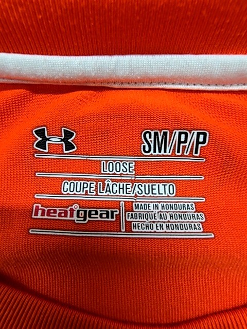 Under Armour Boys Orange HeatGear T-Shirt Youth Size 16 Relaxed Fit