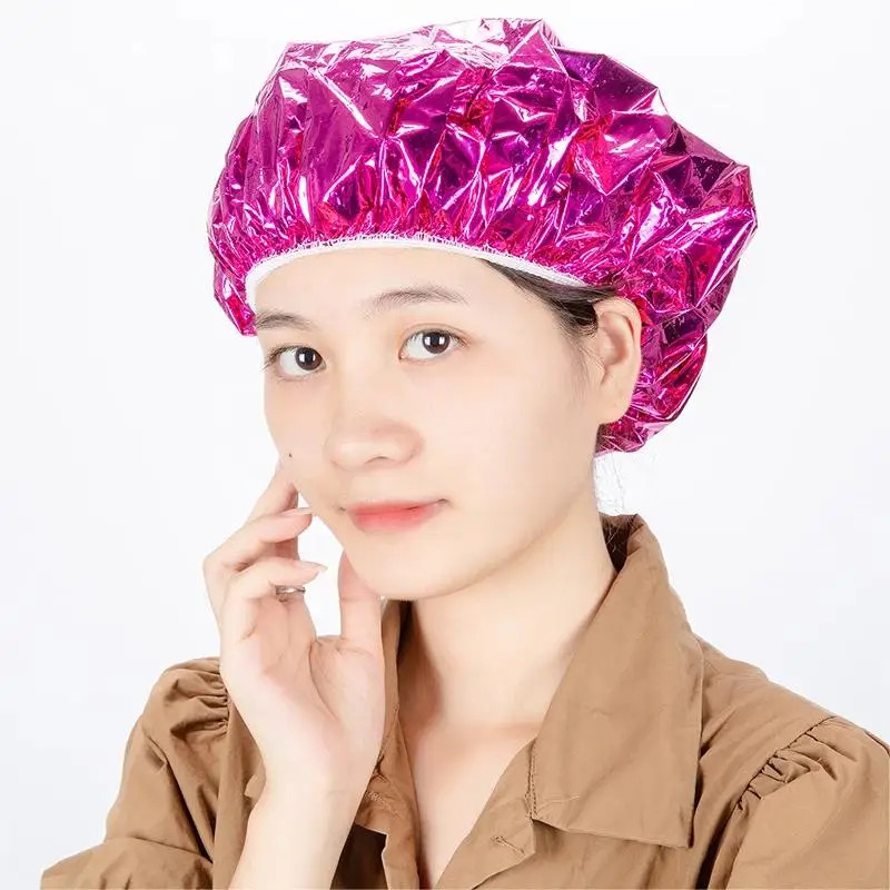 3/6pcs Rose Shower Cap Heat Insulation Aluminum Foil Insulation Hat Elastic Bath