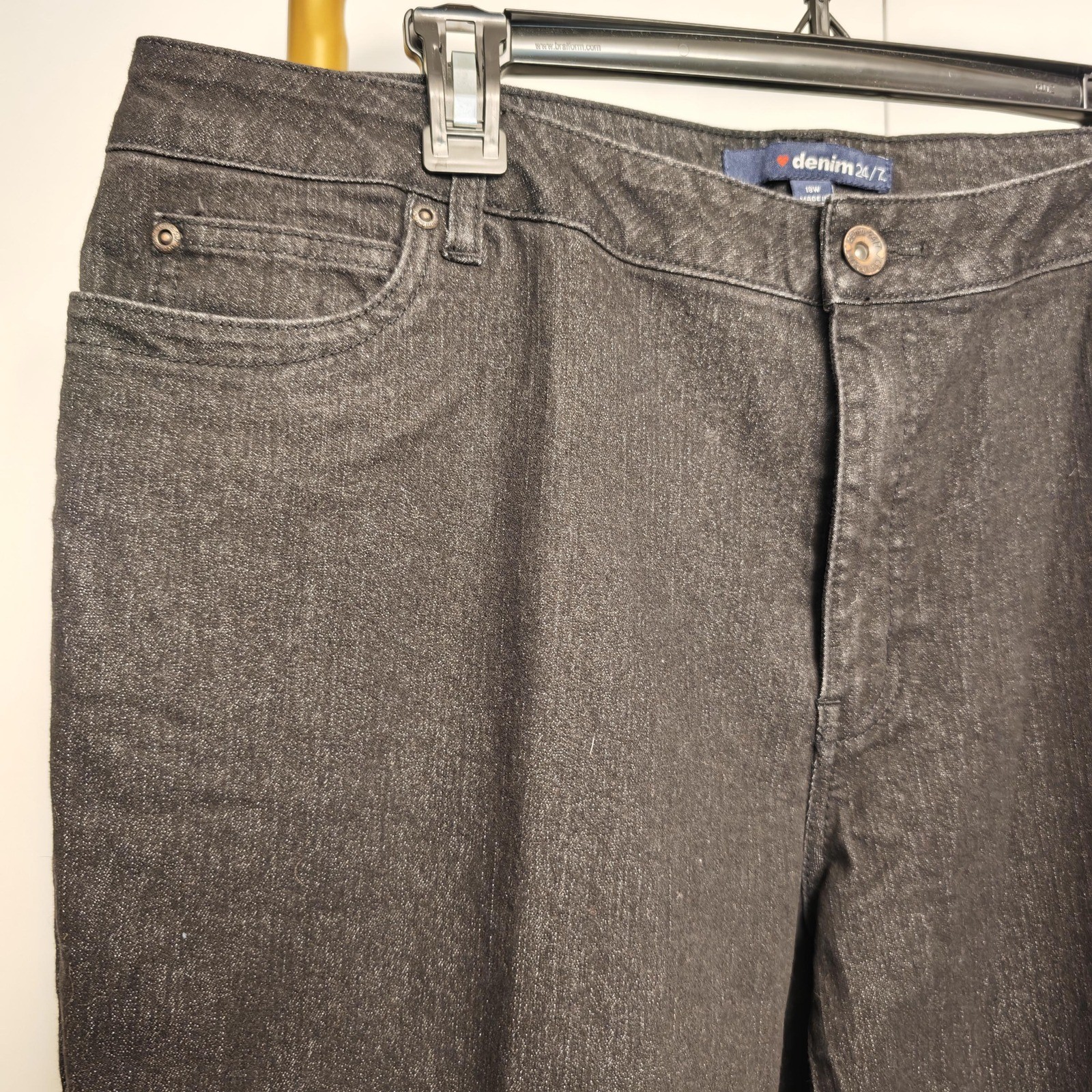Denim 24/7 Black Wash Relaxed Fit Jeans Plus Size 18W Stretch 49-2427-0