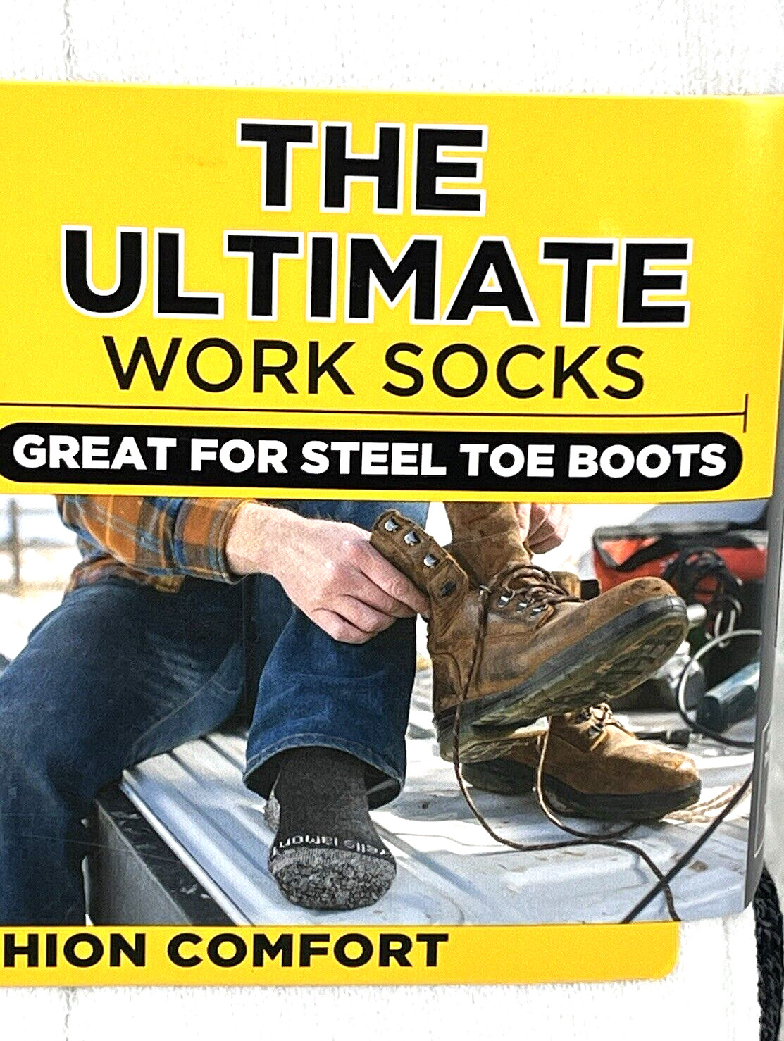Wells Lamont Men’s Work Crew Socks 6-Pk White/Gray Great For Steel Toe Boots