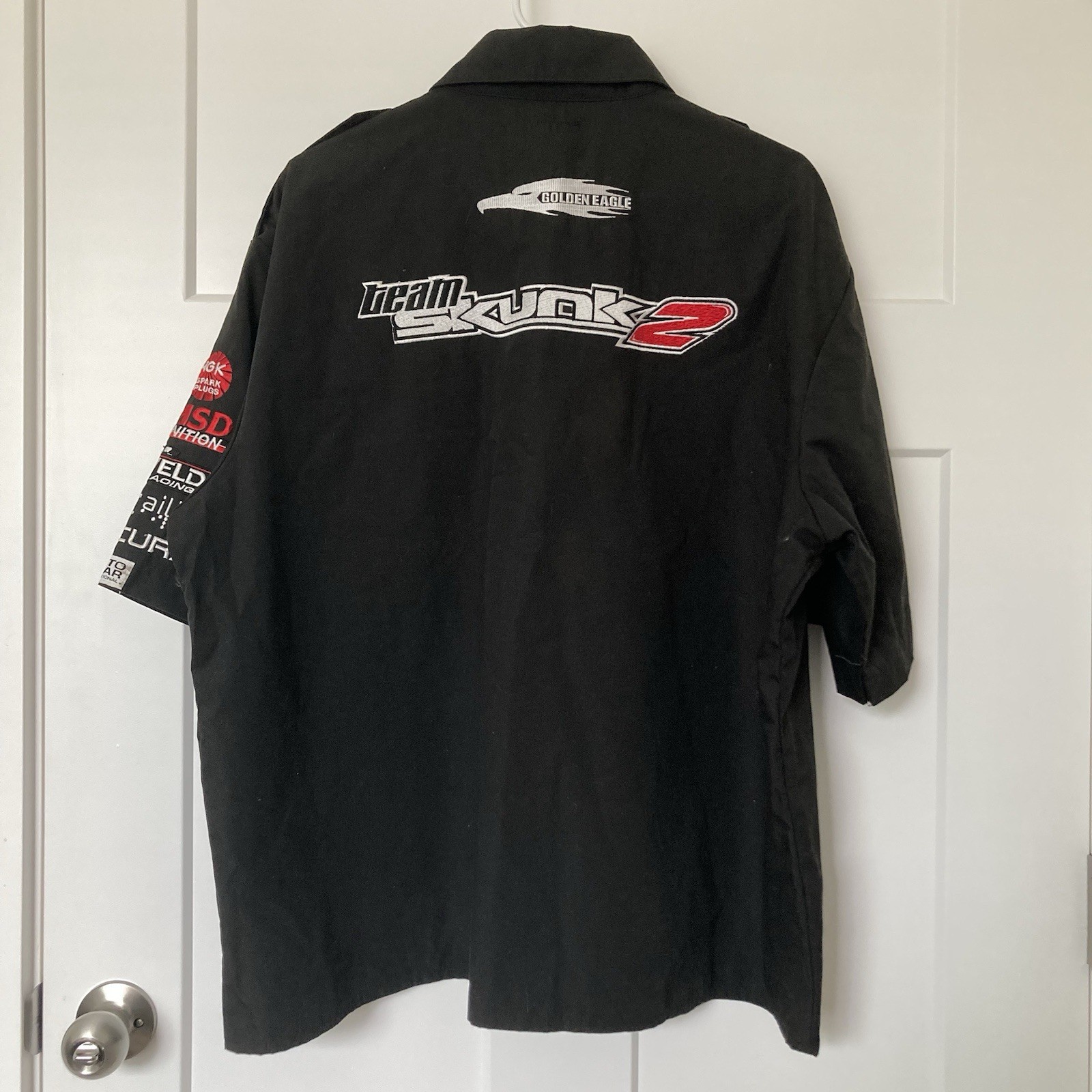 Vintage Motowear Team Skunk2 Racing Men’s Black Button Down Graphic Shirt Sz XXL