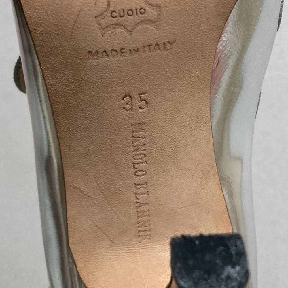 Manolo Blahnik Mary Jane Open Toe Pumps Silver Women’s Size EU35/US5