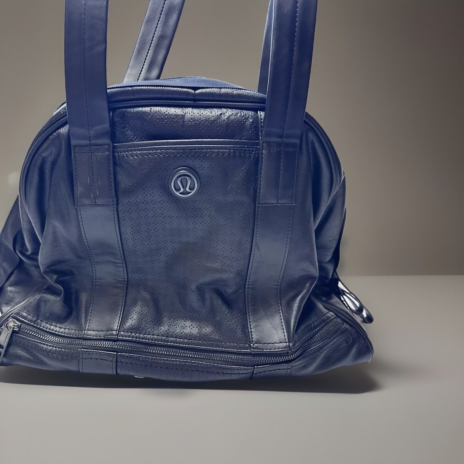 Lululemon Om For All Large Gym Travel Weekender Shoulder Bag Black Faux Leather