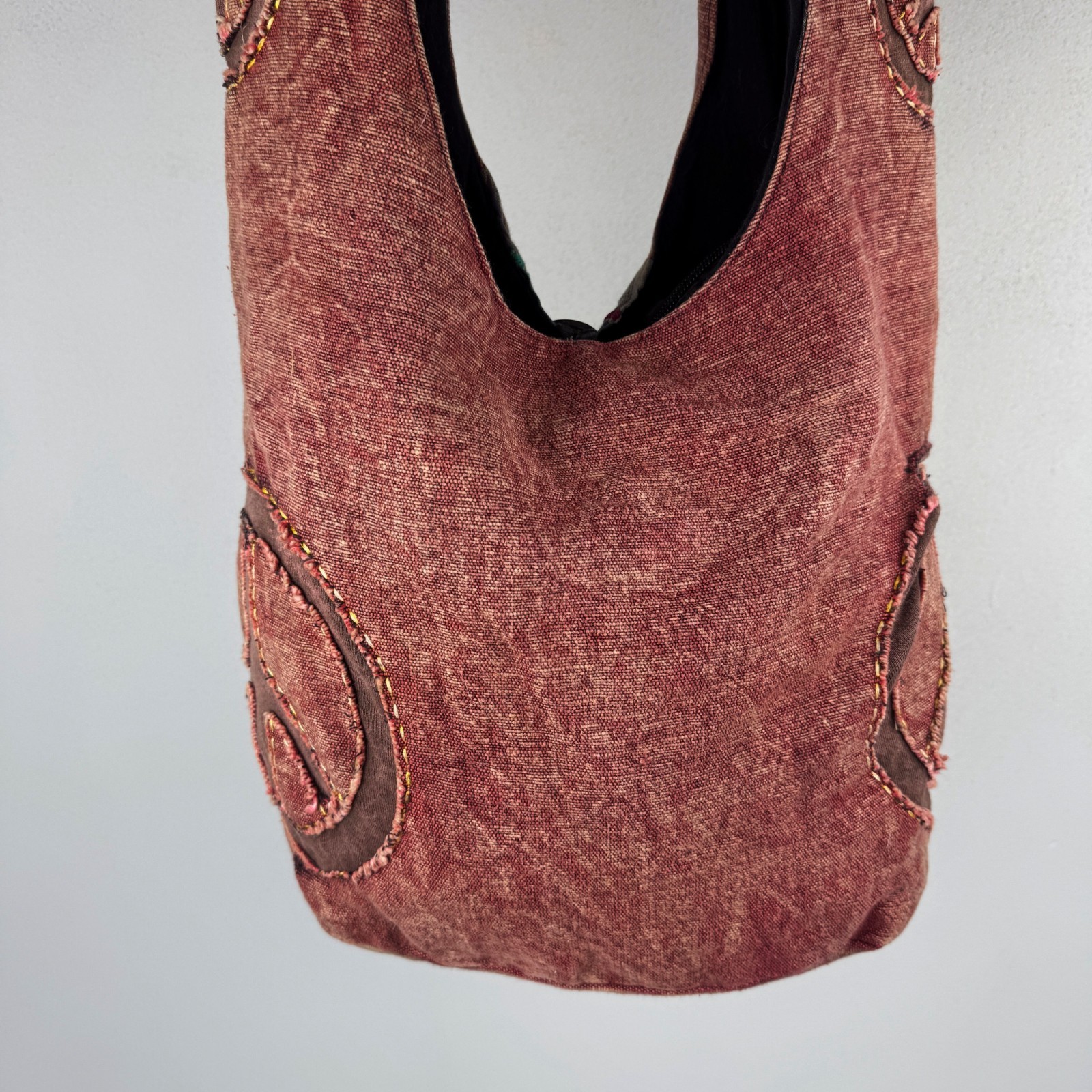 Vintage Hippie Patchwork Peace Sign Shoulder Bag Boho Festival Gypsy Tote