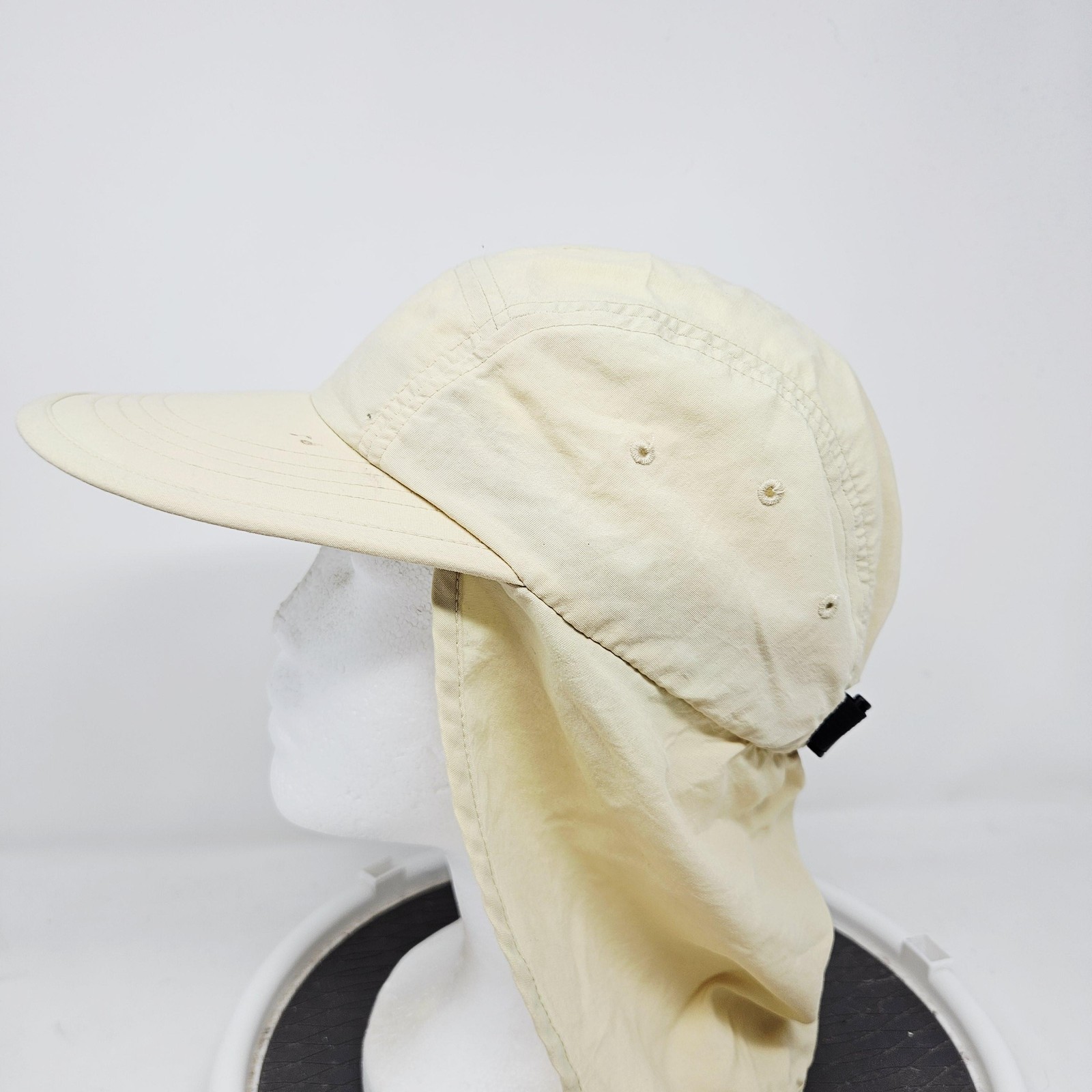 L.L. Bean Hat Cap Baseball Strap Back Mens M Beige Buzz Off Neck Flap Sun